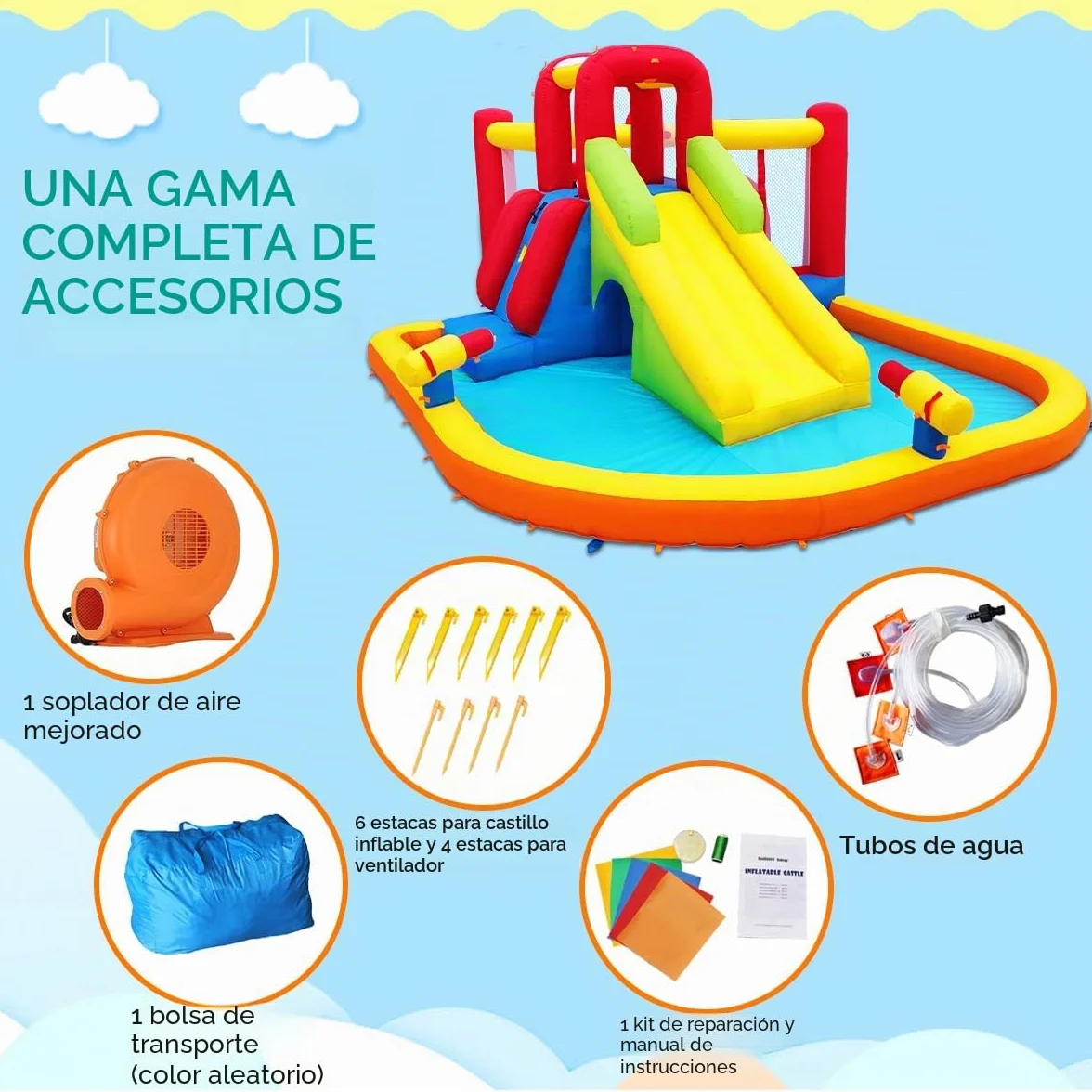 Ballsea Castillo hinchable con soplador, material premium, certificado de seguridad, uso en interiores y exteriores, ideal para cumpleaños infantiles y fiestas familiares