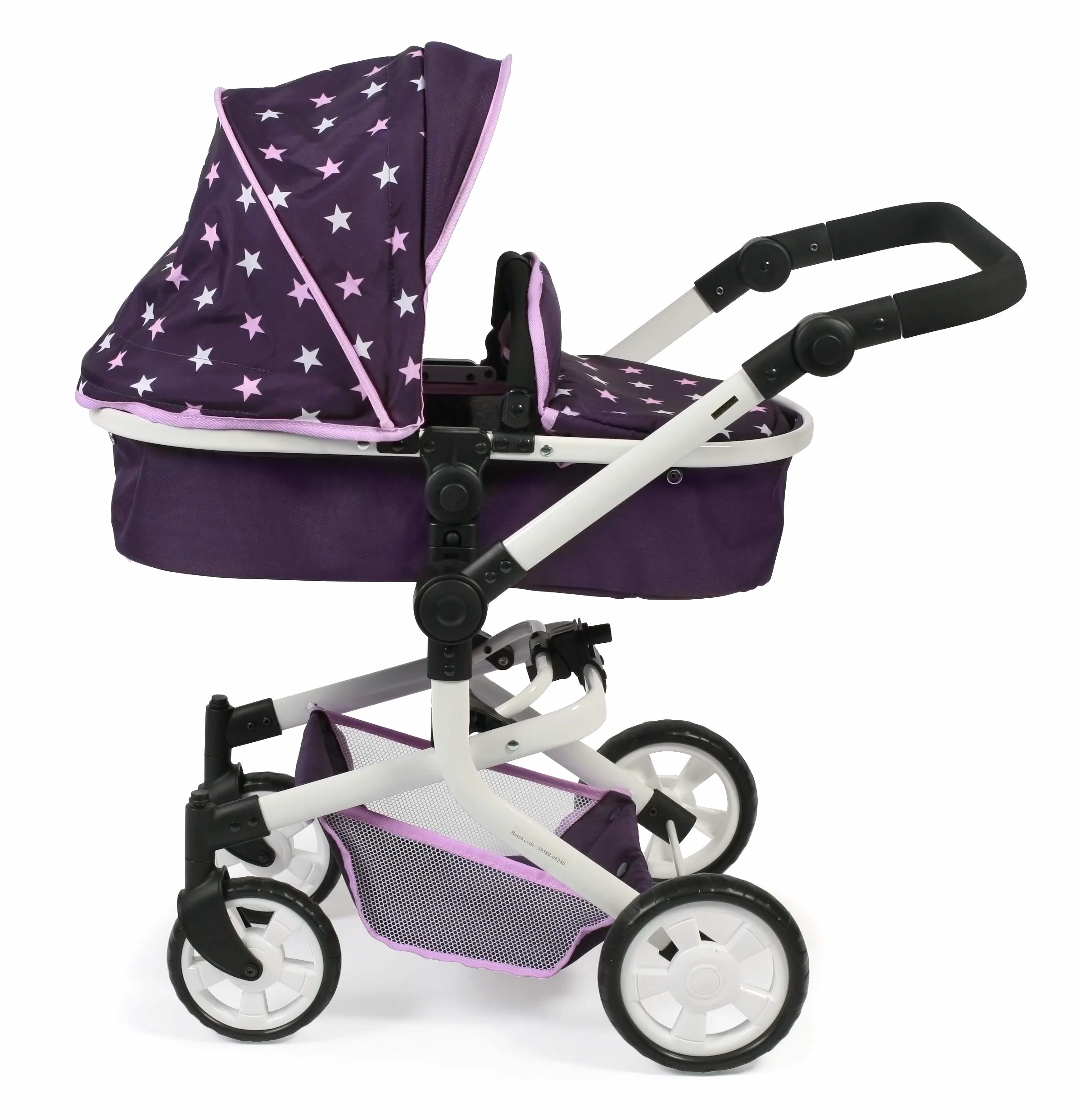 Bayer Chic 2000 Cochecito de muñecas Mika 2 en 1 para niños de 4 a 8 años Estrellas moradas