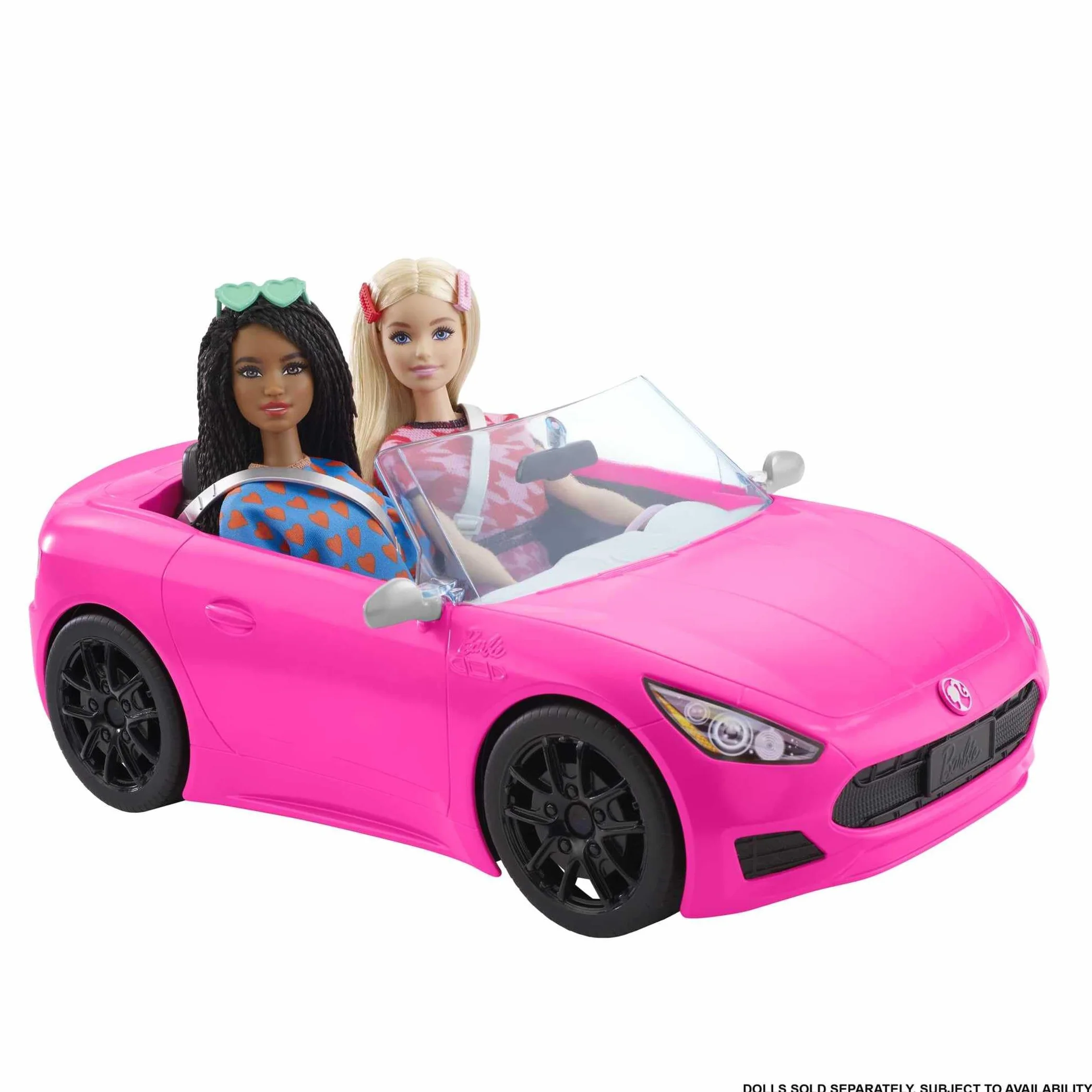 Barbie Descapotable Rosa con 2 plazas para muñecas, Coche de Juguete, Regalo para niñas y niños +3 años (Mattel HBT92)