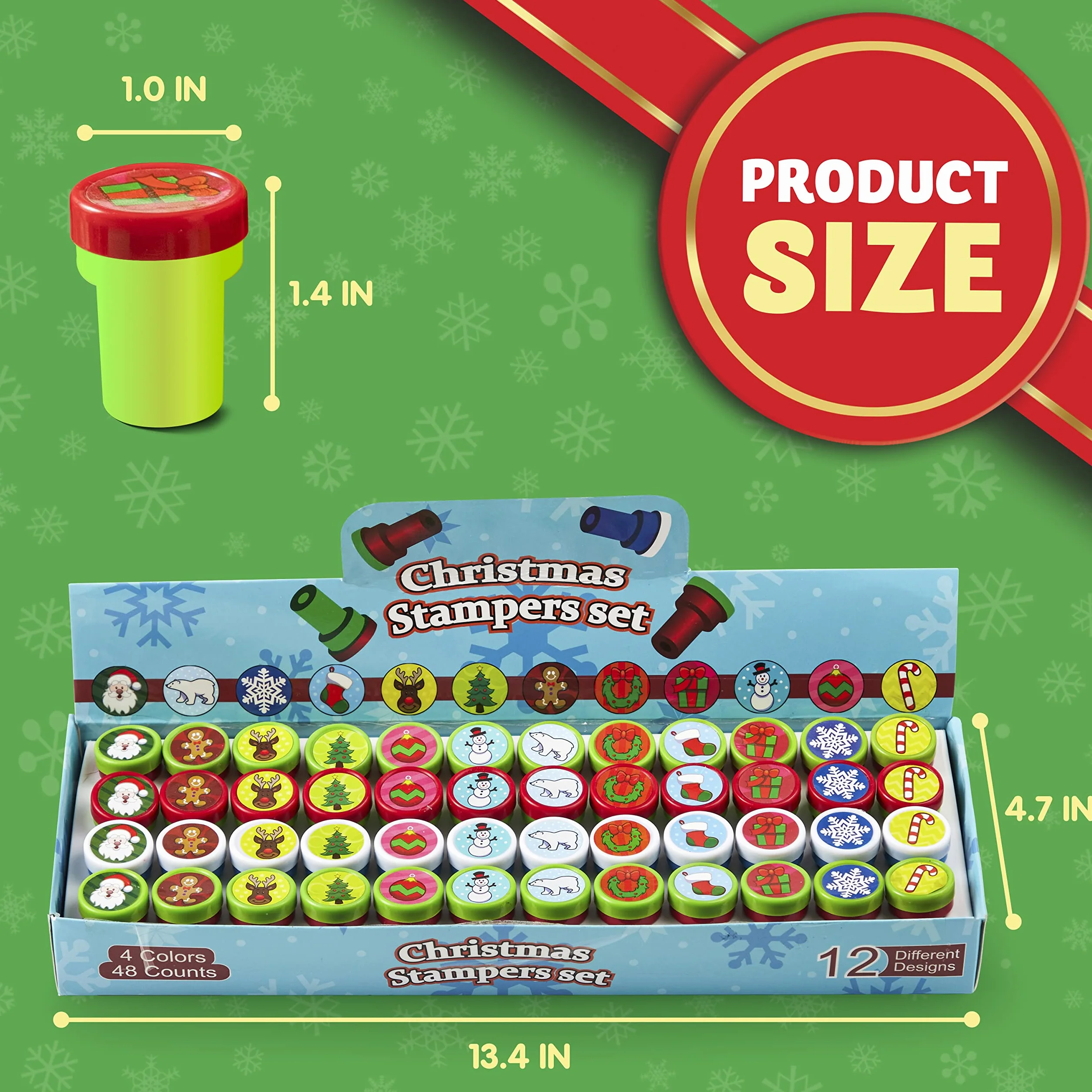 JOYIN Sellos Navidad para Niños 48pcs Sellos para Favor de Fiesta Infantil Premios Escolares Regalo de Cumpleaños