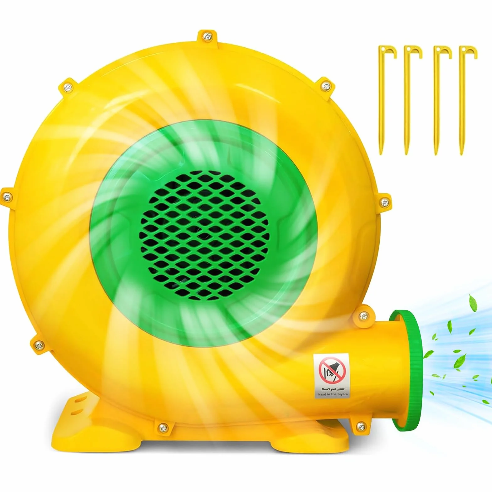 750W Soplador Eléctrico y Bomba de Aire con Mango y Estacas, Ventilador de Extracción Comercial para Castillo Hinchable, Castillo Inflable, Tobogán de Agua