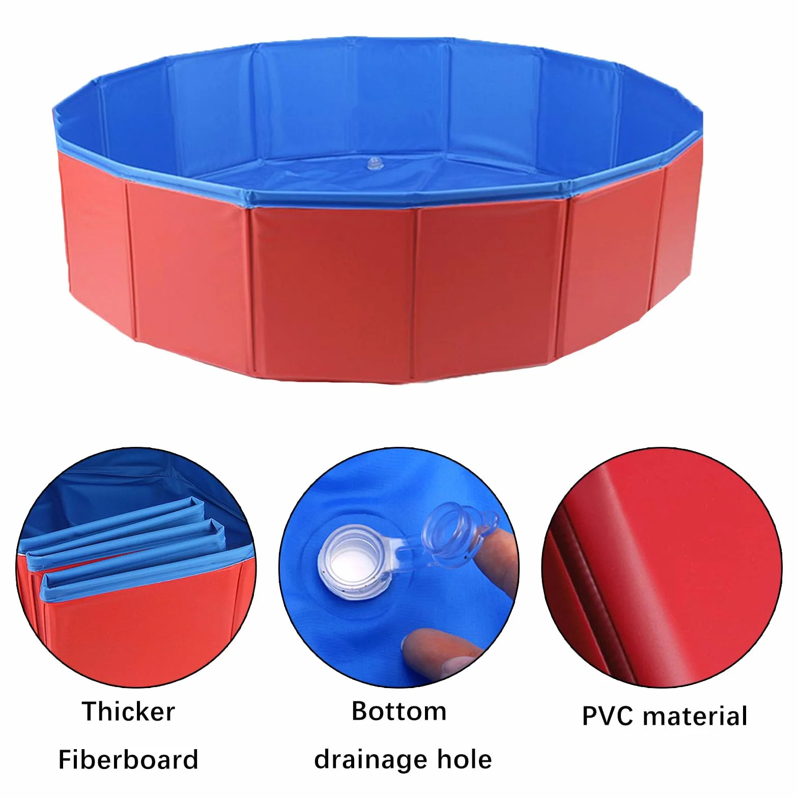 Butyeak Plegable - Piscina para Perros y Gatos, Portátil PVC, 60 x 20 cm