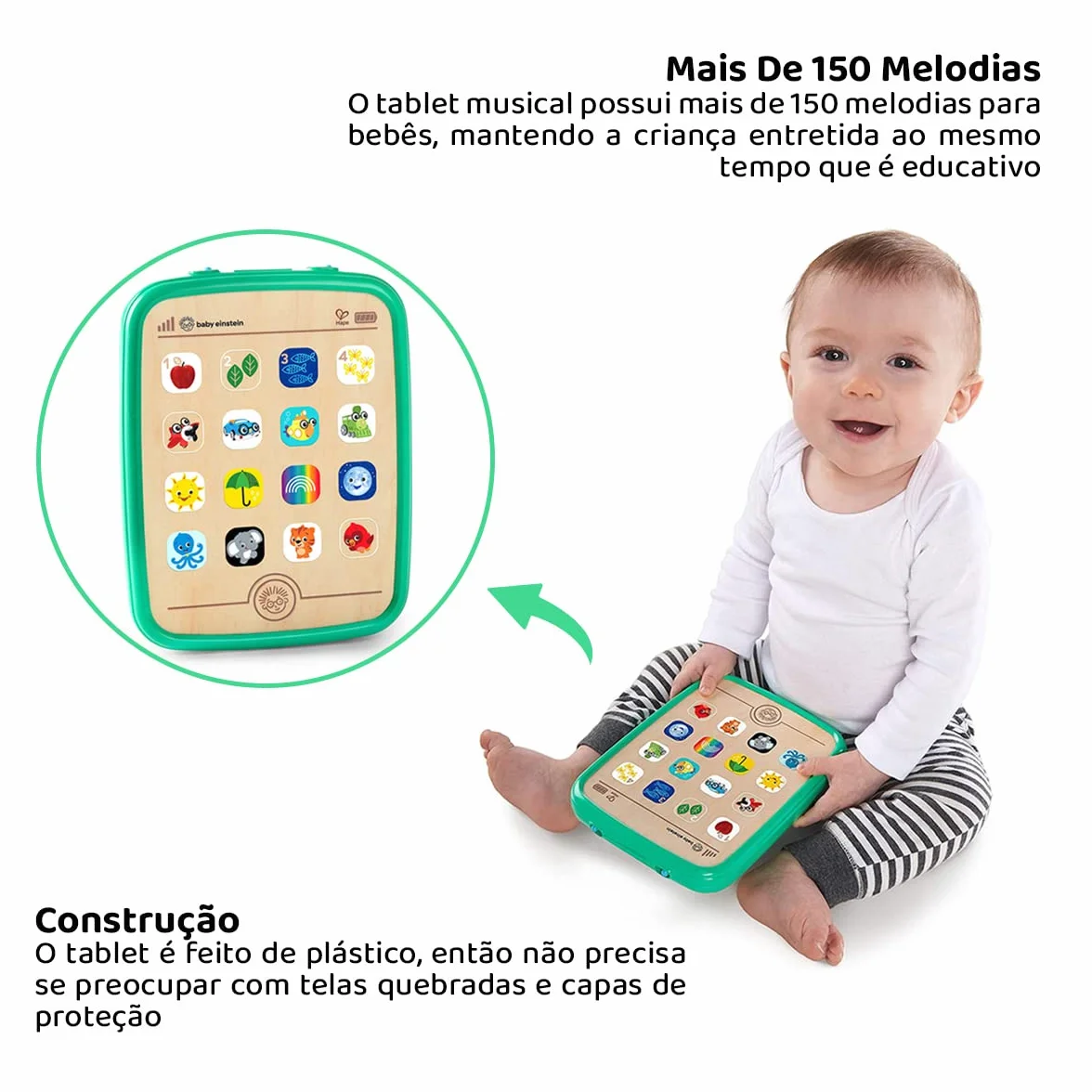 Baby Einstein, Hape Tableta táctil Madera Magic Touch , 6+ Meses
