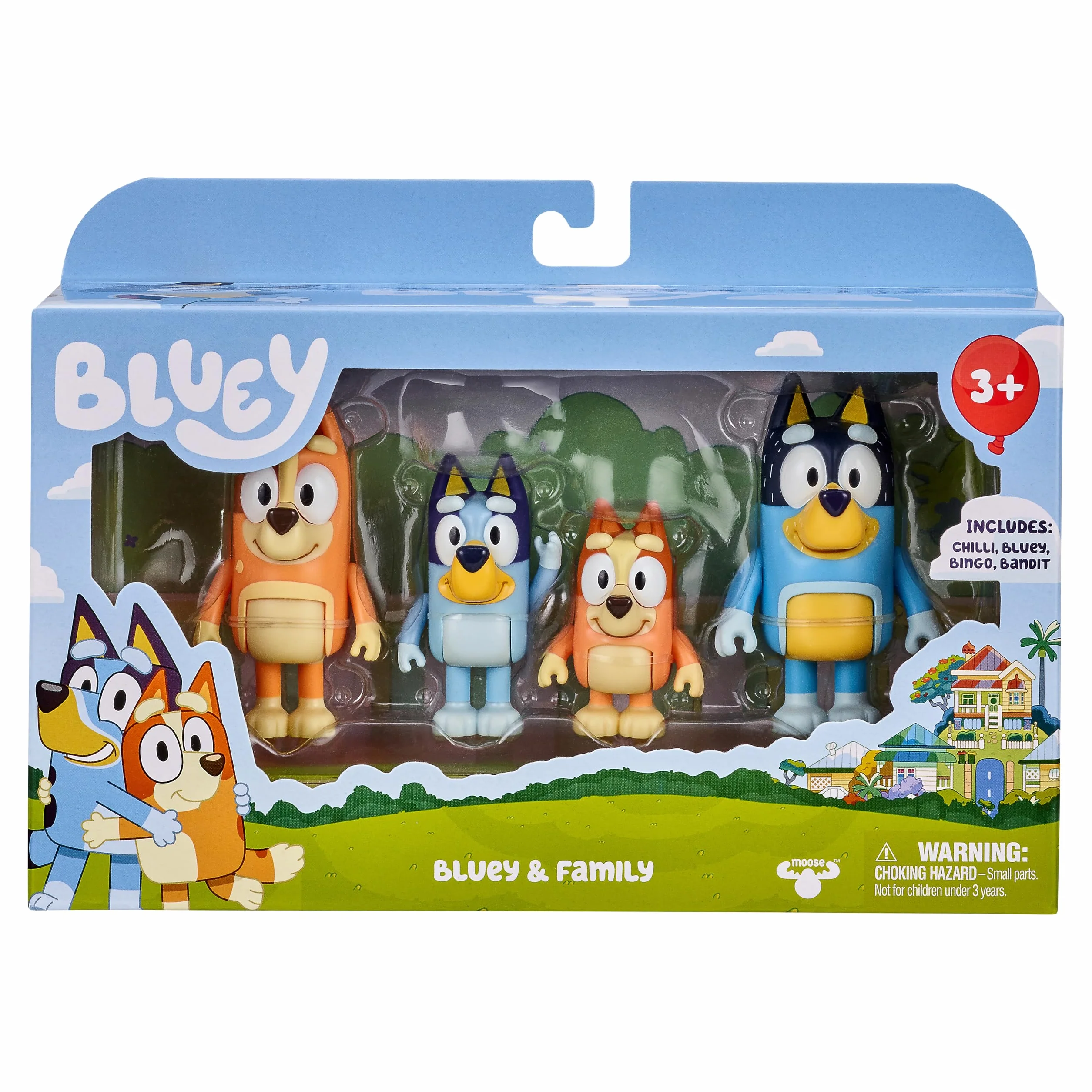 Bluey Pack de 4 Figuras Familia, Figuras de 6,3-7,6 cm