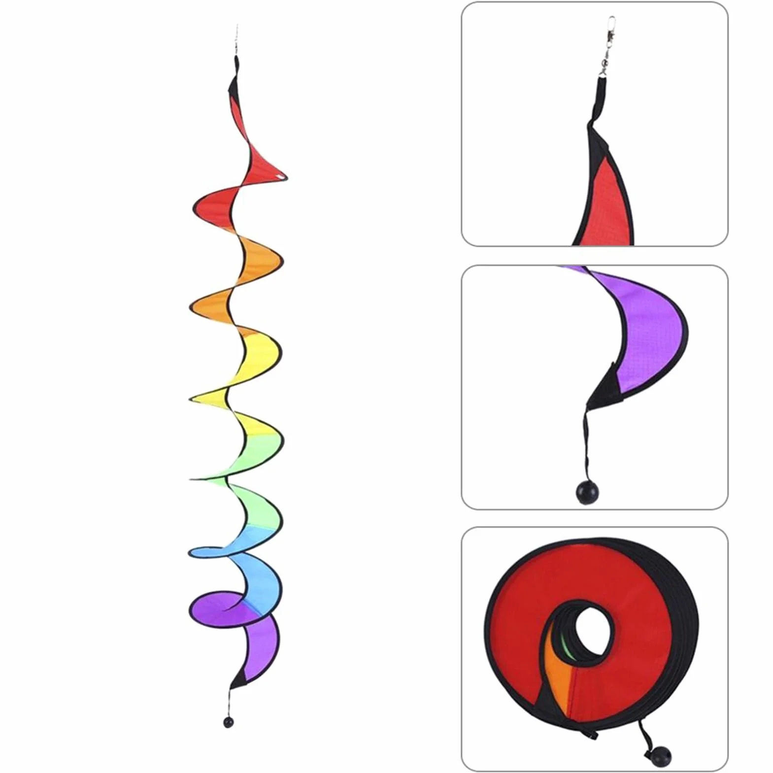 Molinillo de Viento Espiral | 4 Piezas Decoración de Jardín Molinete Arcoíris de Viento | Molinillo Espiral Colgable,para Terraza Porche Balcón Camping Bodas