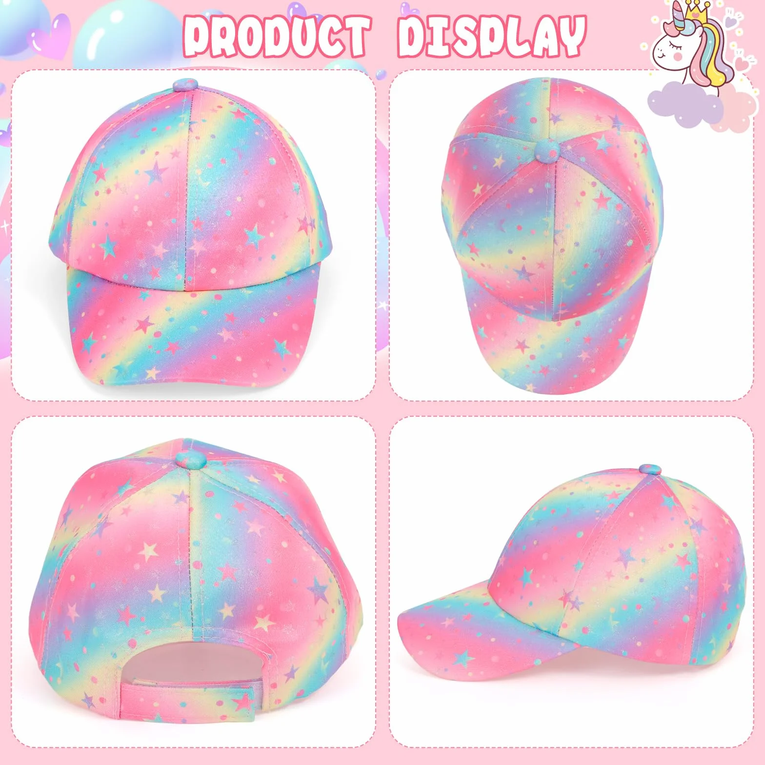 Gorra Niña y Gafas de Sol Tie-Dye Ajustable Arcoíris Rosa Regalo 3-8 Años