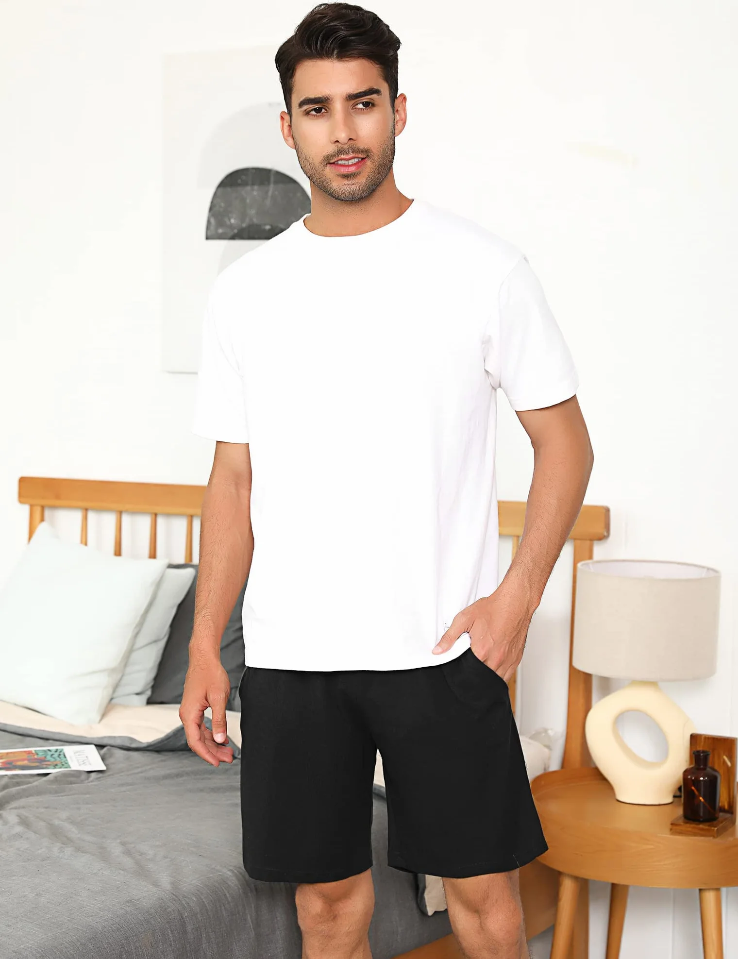 Pantalones Cortos Hombre 100% Algodón Pijama Elástico Verano Cuadros Pack