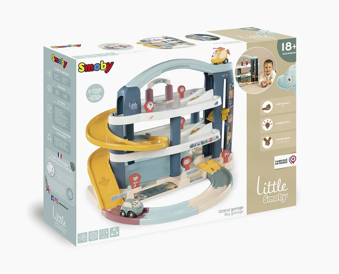 Little Smoby Garaje Grande 3 Niveles, Coche y helicopteros incluidos (7600140203)