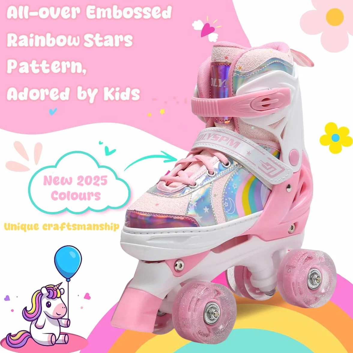 Patines 4 Ruedas LED Ajustables para Niña Principiante