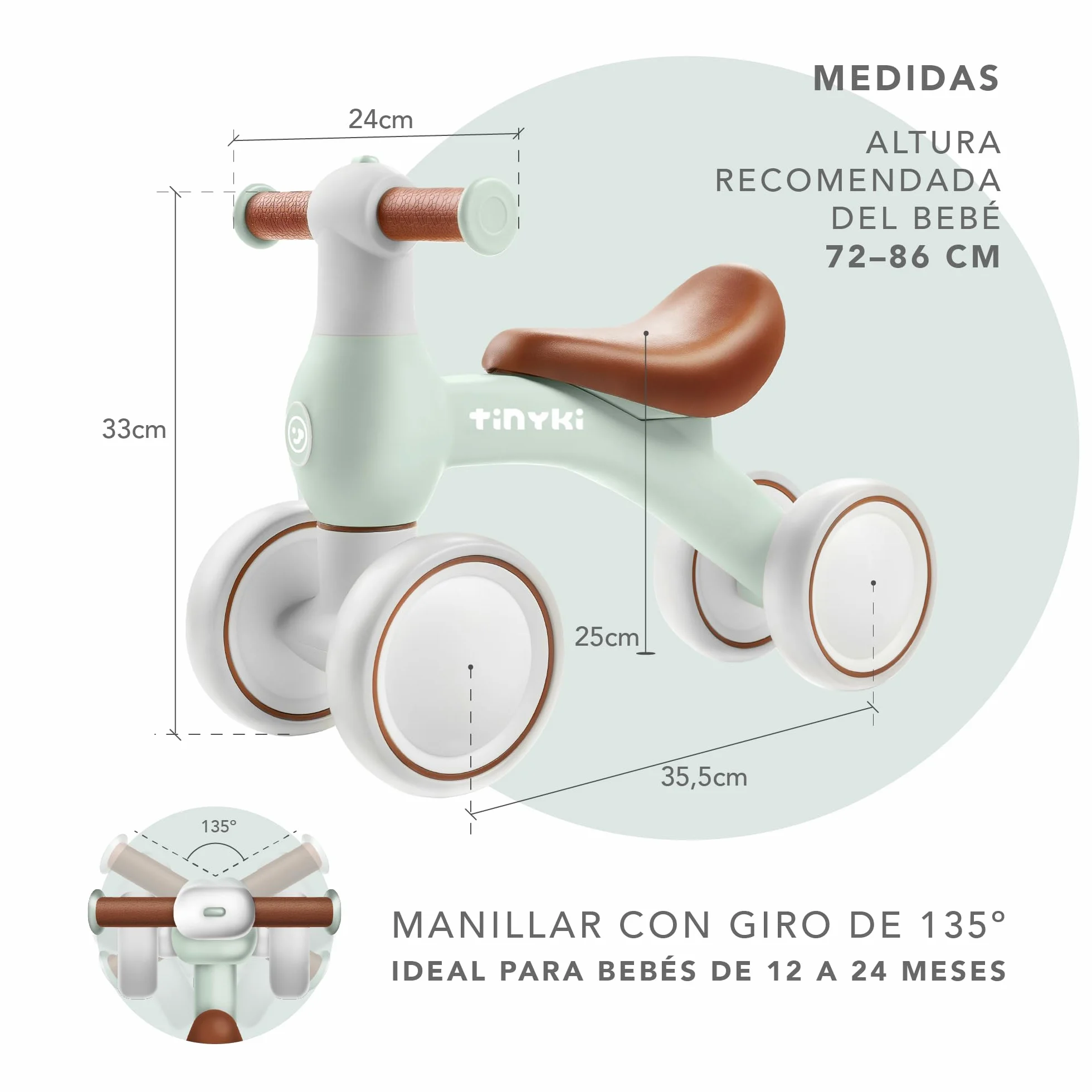 TINYKI Bici Bebe 1 Año a 2 Sin Pedales, Bicicleta Niño 1 Año, de Equilibrio, Correpasillos Ultraligero, Juguetes Niños | Regalos Originales Bebé para Cumpleaños