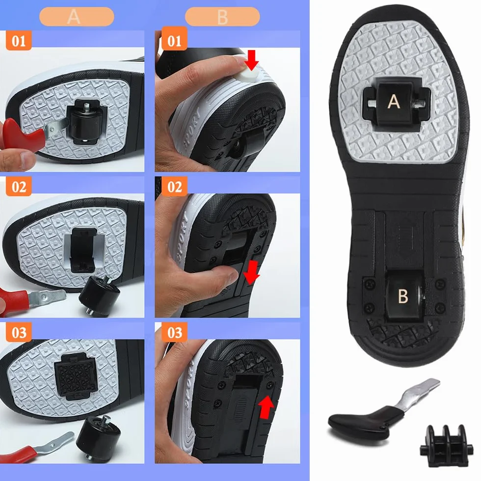 Zapatos con Ruedas para Niña y Niño Patines Retráctil 2 Ruedas Zapatillas Deportivas al Aire Libre 29-40 EU