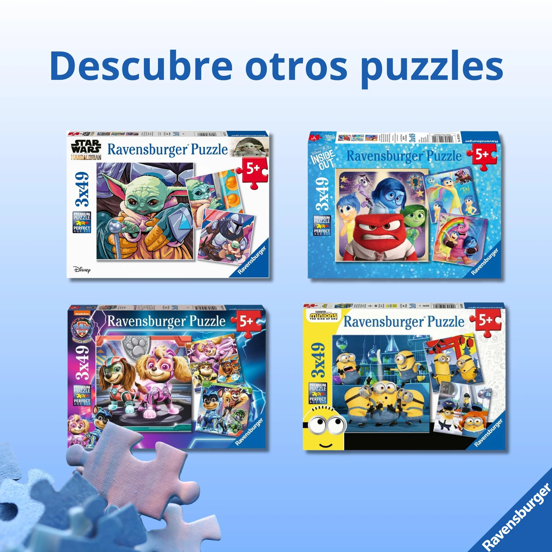 Ravensburger - Puzzle: Patrulla Canina, Puzzles Niños 5 Años o Más, Rompecabezas, 3 Puzzles de 49 Piezas, Regalos Niños 5 Años, 21x21cm