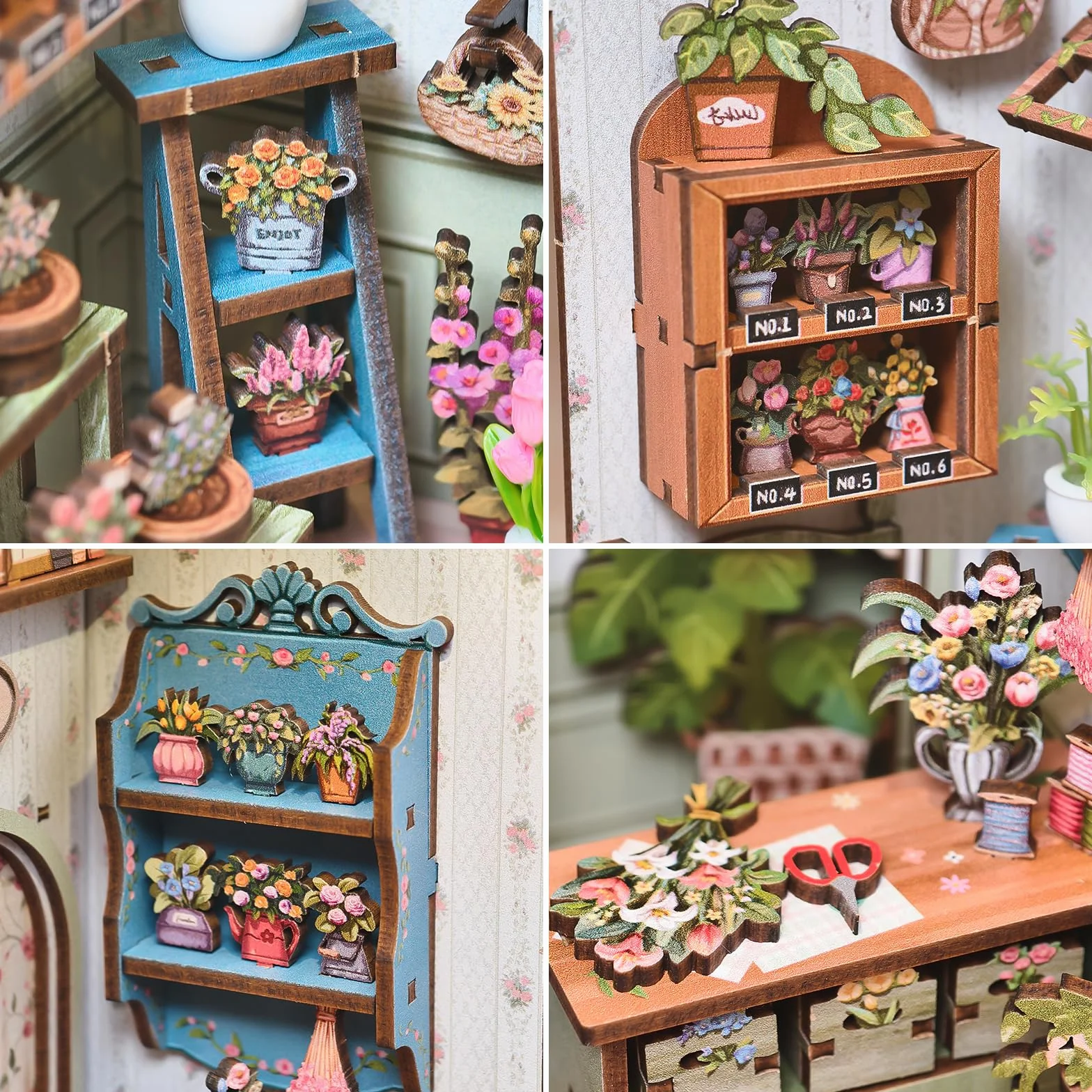 Fsolis Book Nook Kit con Luz LED - Casa de Muñecas en Miniatura 3D para Adultos, Regalo Creativo de Cumpleaños para Mujeres y Niñas(Floristería Champs-Élysées)