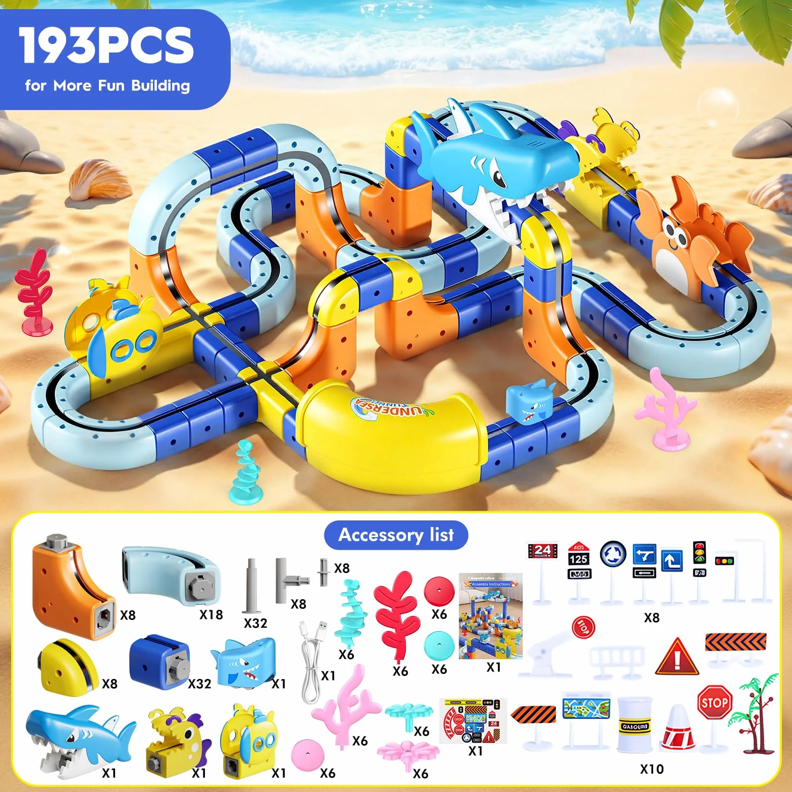 193 Piezas DIY Cube Track, Juguetes Niño Niña 3 4 5 6 7 8 Años Conjunto de Tren Eléctrico Clickrail con Pista Regalo de Cumpleaños Original para Niños