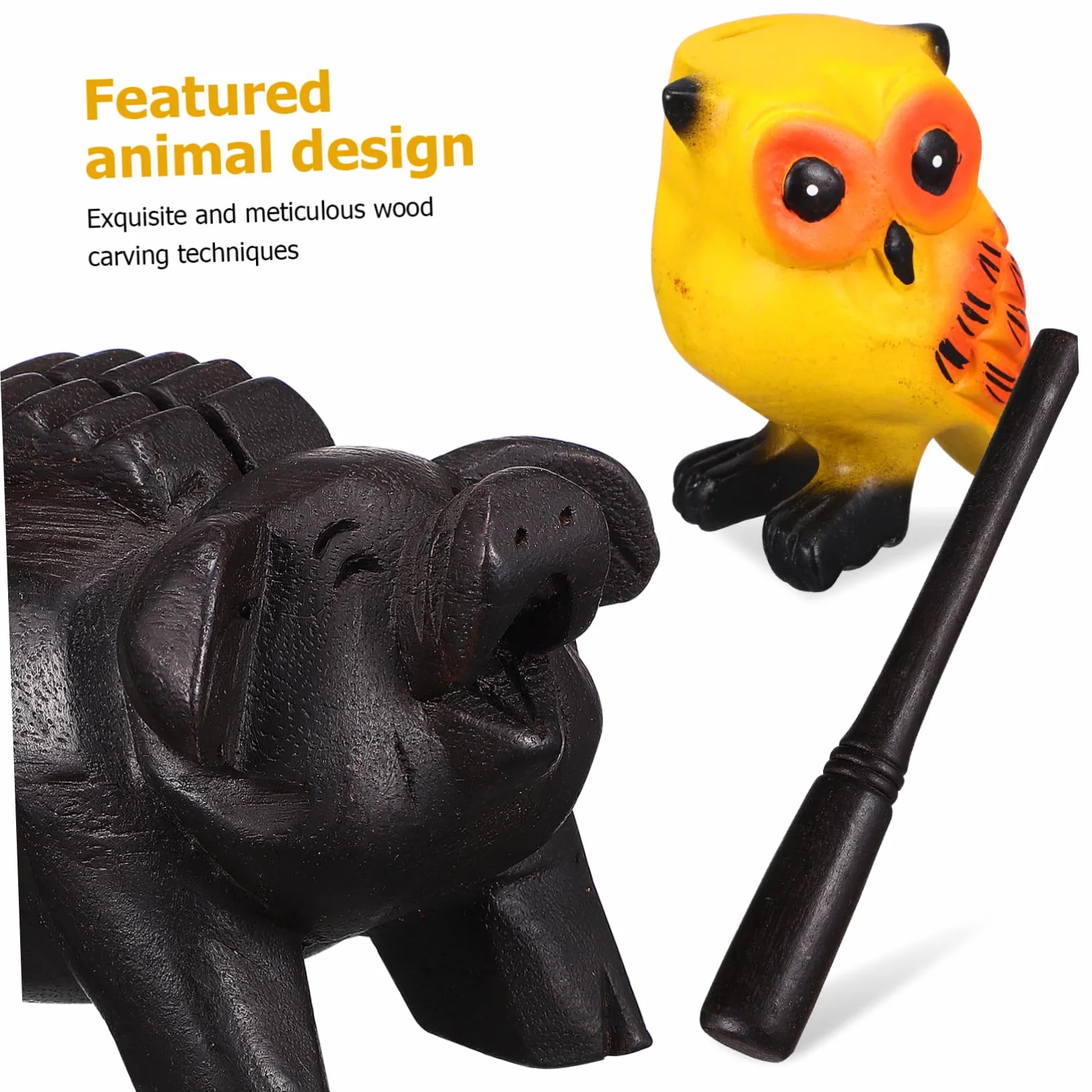 Mikinona 3pcs Animales De Sonido De Madera Decoración De Oficina Hogar Juguete Educativo Instrumento Musical