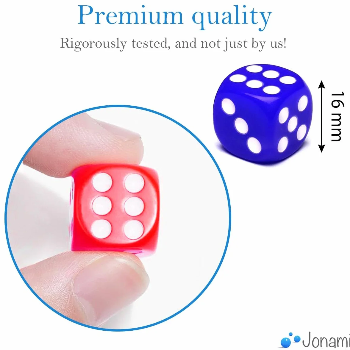 Juego de 10 dados multicolor, 16 mm, acrílico, 6 caras para juegos de mesa y accesorios