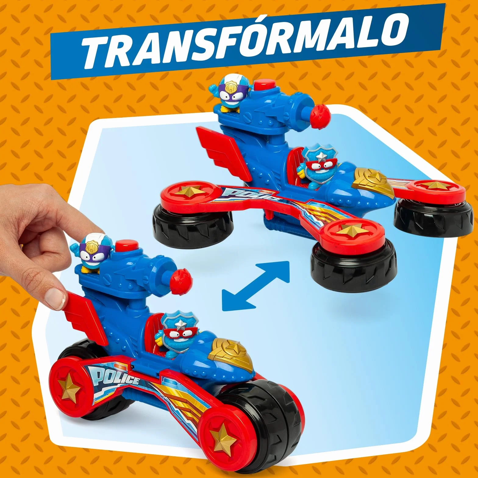 SUPERTHINGS KAZOOM POWE Battle Vehicle Police Vehículo de batalla policía Serie de TV Superthings Kazoom Power 1 Vehículo 2 Figuras Exclusivas 1 Proyectil