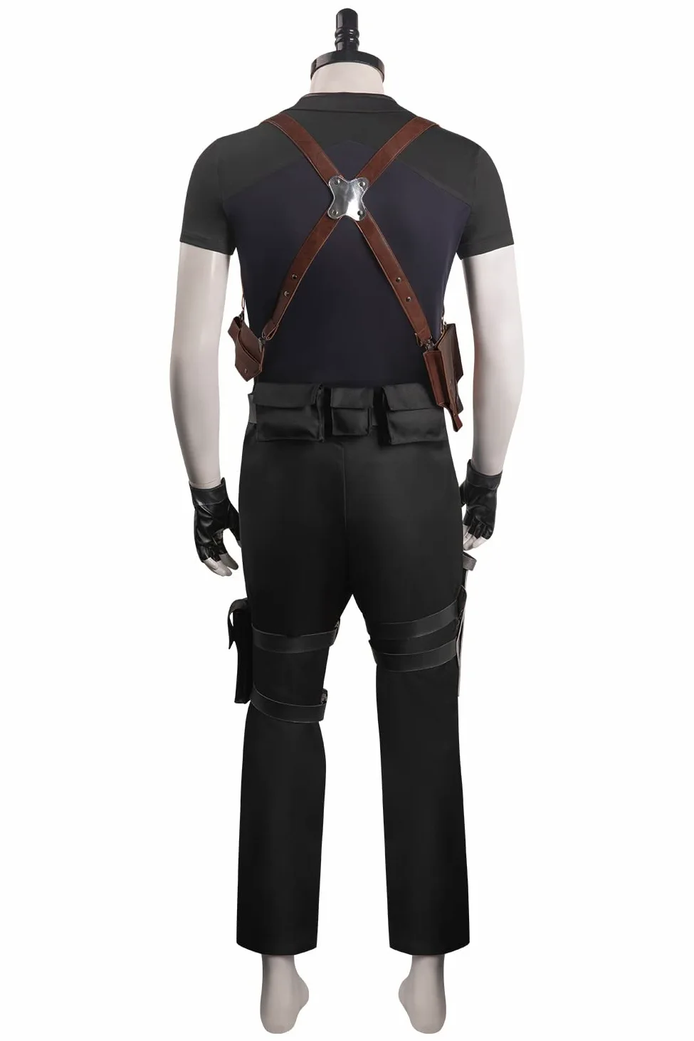 Leon Scott Kennedy - Disfraz de cosplay de cuero negro para hombre, uniforme de Leon S Kennedy, traje de fiesta de carnaval de Halloween