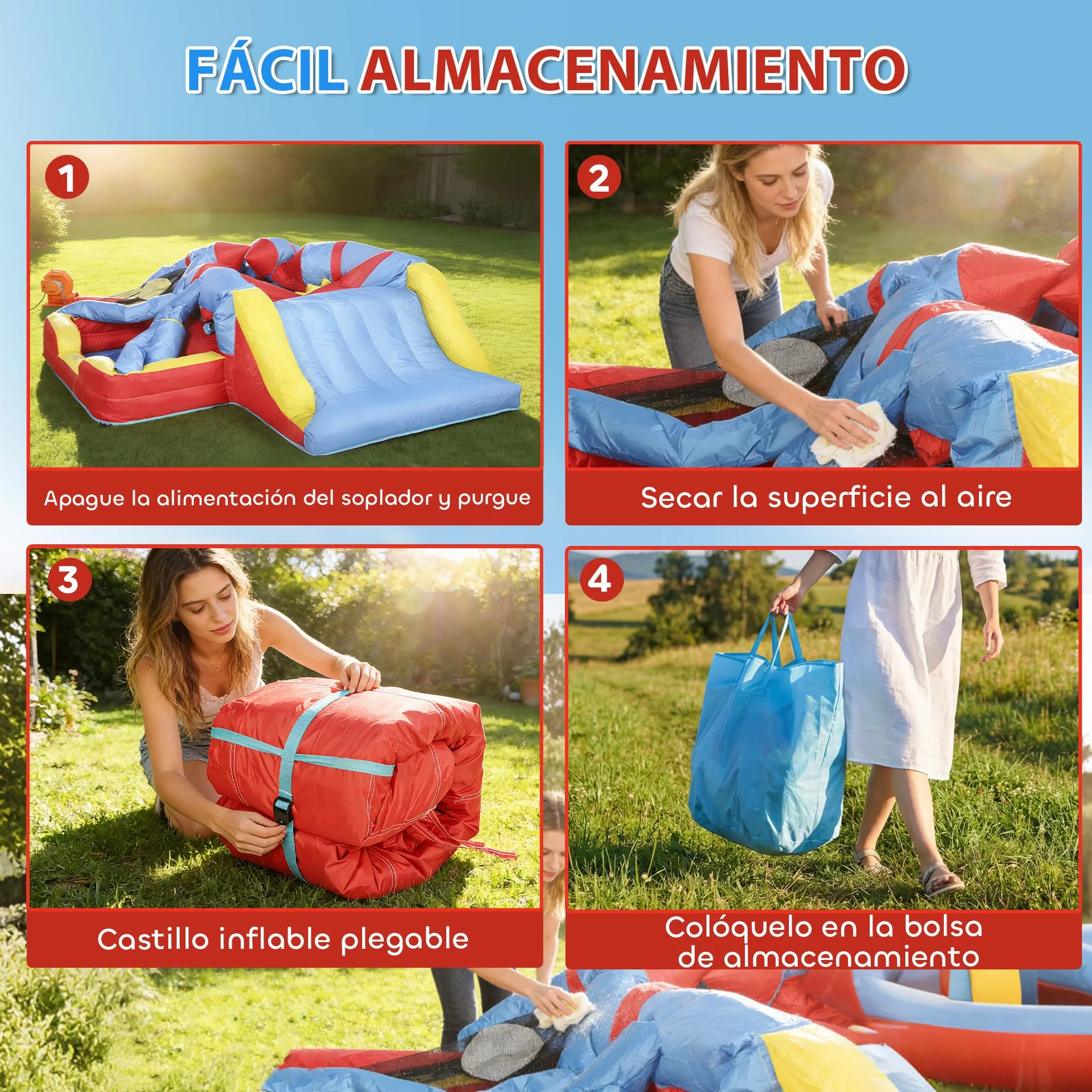 AIYAPLAY Castillo Hinchable para Niños con Soplador, Castillo Hinchable con Tobogán, Zona de Salto, Piscina, Pilar de Boxeo y Aro de Baloncesto, para Niños 3-8 Años, Interior, Exterior, 277x270x215 cm