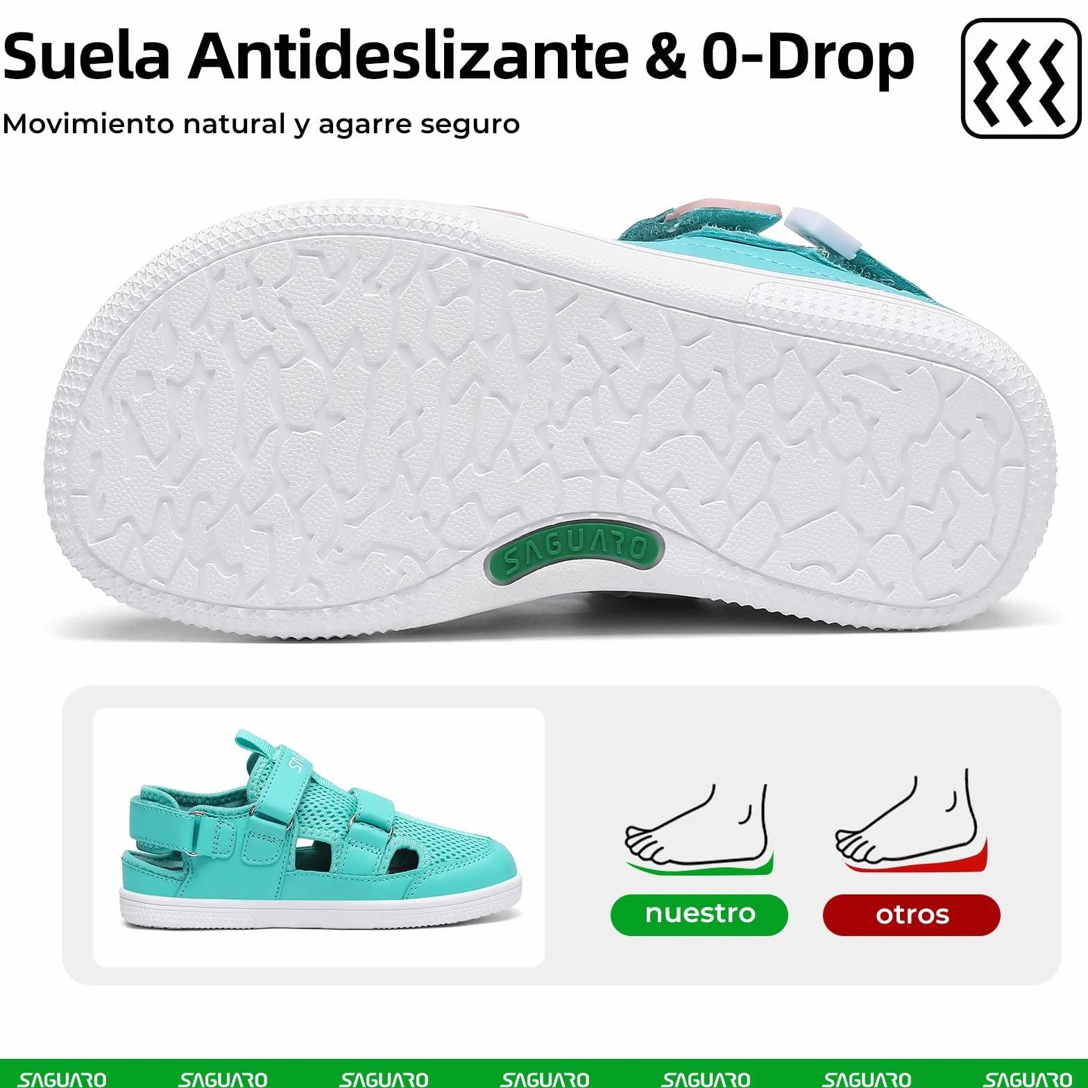 SAGUARO Sandalias Barefoot Niños Puntera Cerrada Zapatillas Verano Ligeras Transpirables 25-36 EU