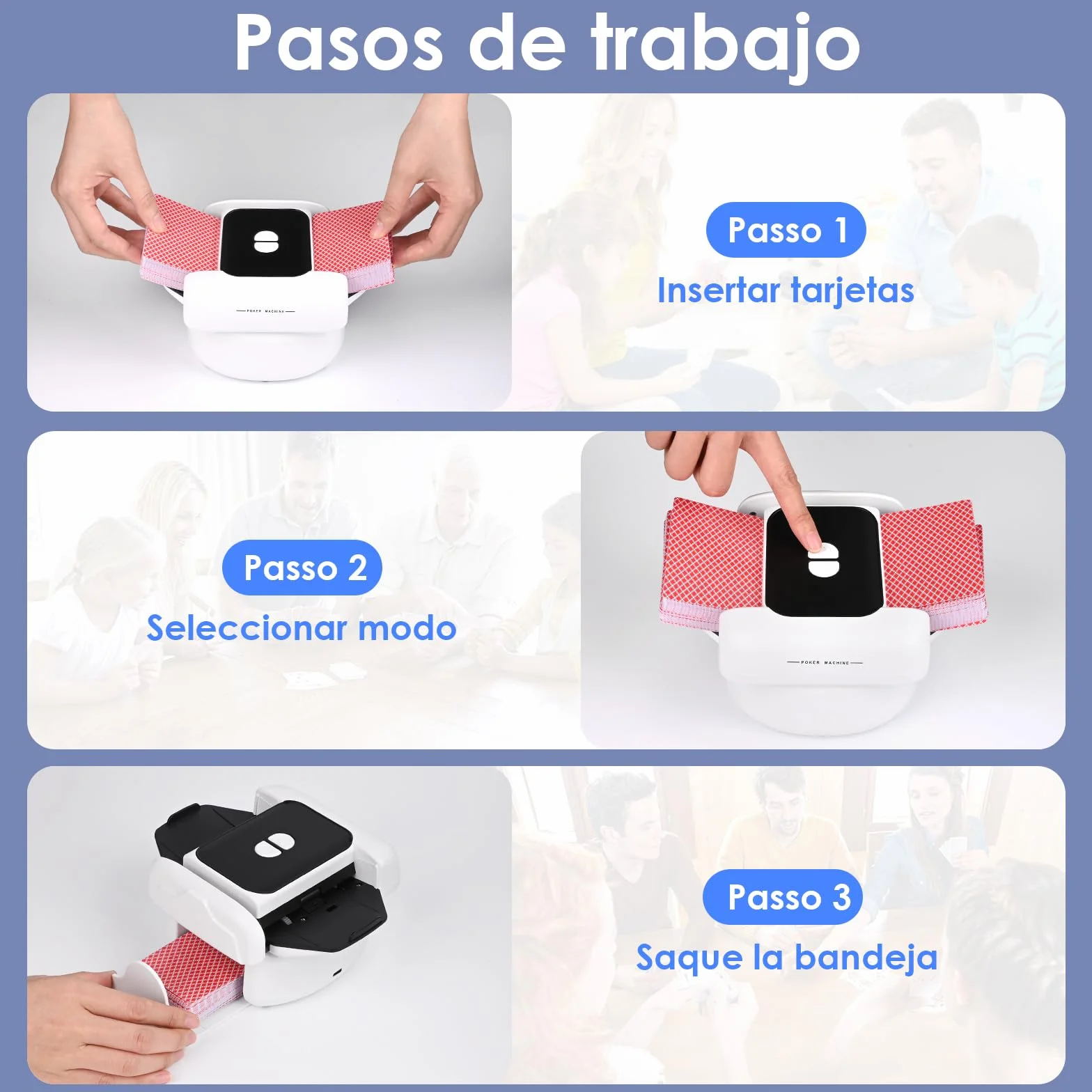 Barajador de Cartas Automático Recargable para 1-2 Barajas, Bajo Ruido, Póquer, UNO, Blackjack