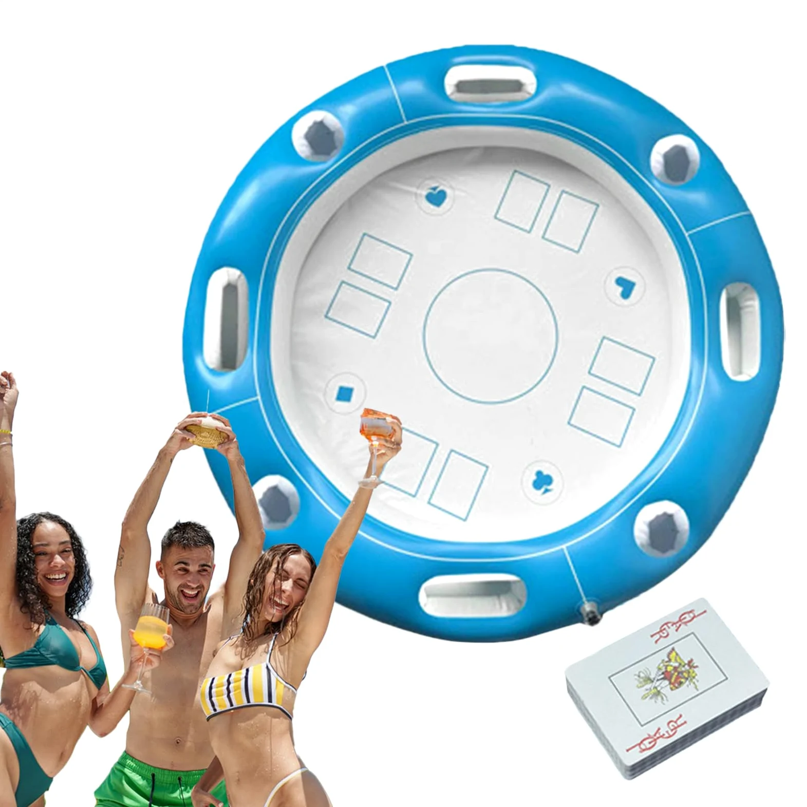 Mesa Flotante para Juegos Piscina Portavasos Cartas Incluidas | Mesa De Cartas Para Piscina En Clima Caluroso En Parque Acuático Playa Adultos Hombres Mujeres Familia Y Amigos