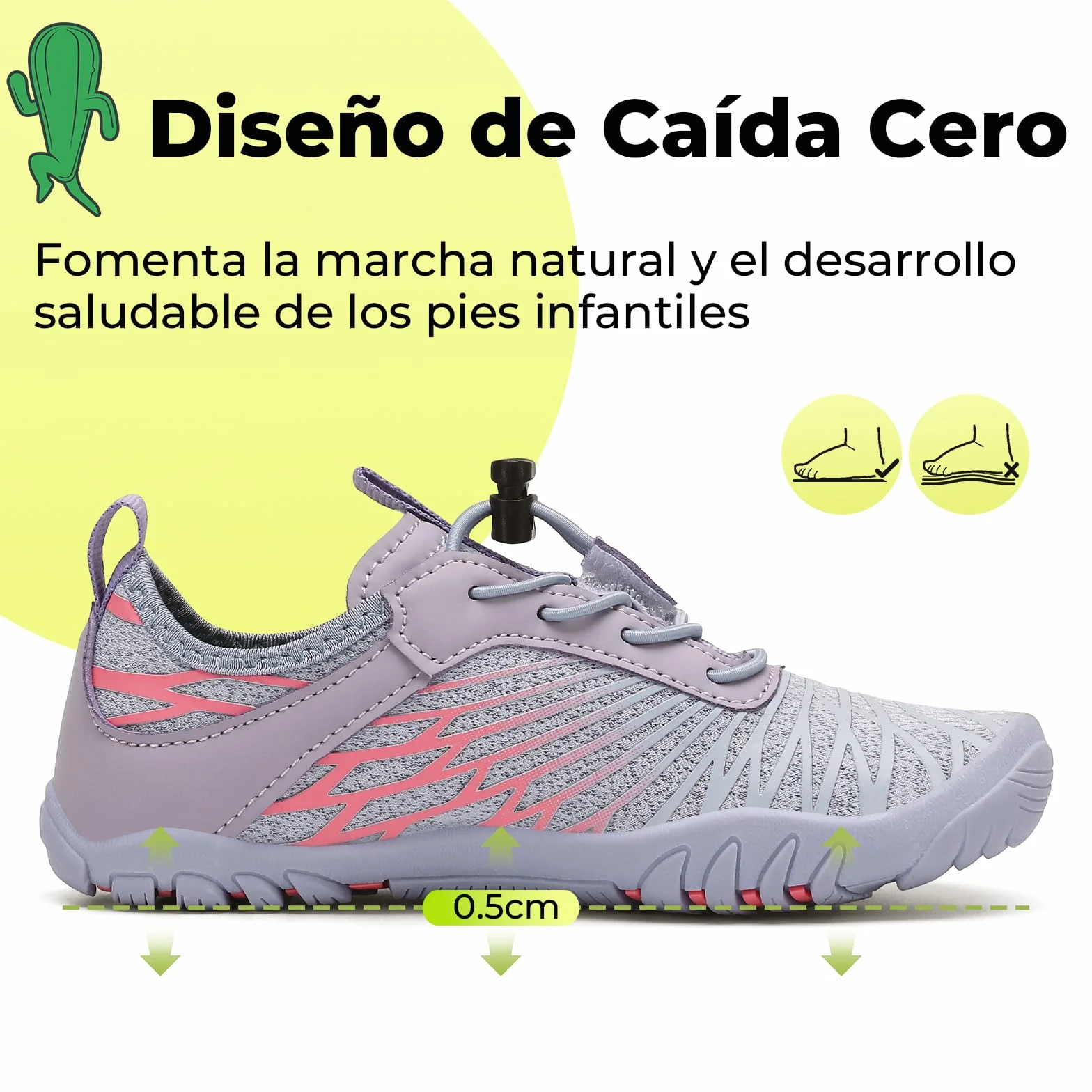 SAGUARO Zapatos descalzos para niños, secado rápido, transpirables, puntera ancha, talla 25-35