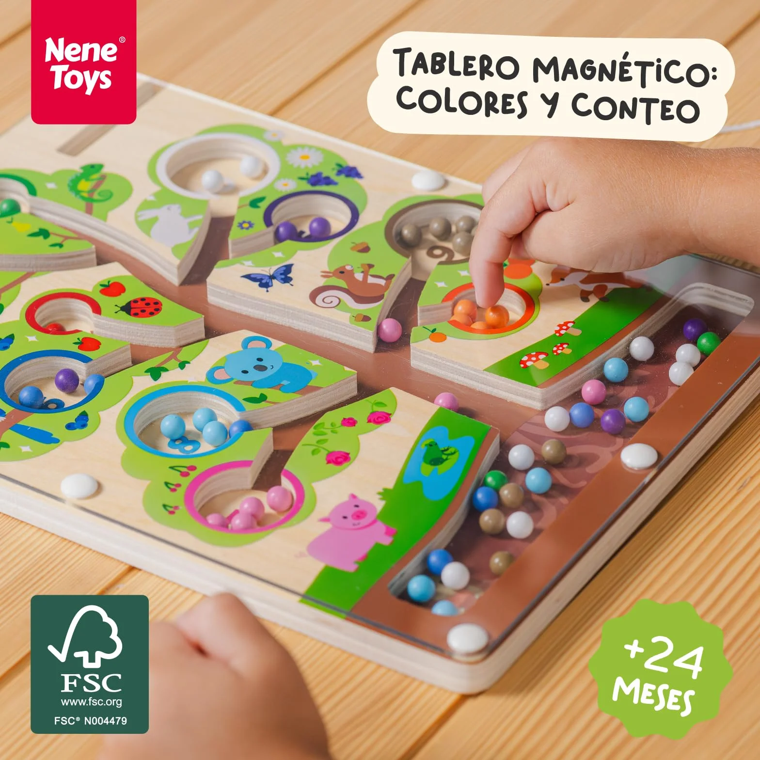 Nene Toys Laberinto Magnético de Colores y Números – Juego Montessori de Madera – Juguete Educativo de Motricidad Fina 2 3 4 5 Años – Tablero Magnético de Viaje – Regalo para Niños y Niñas
