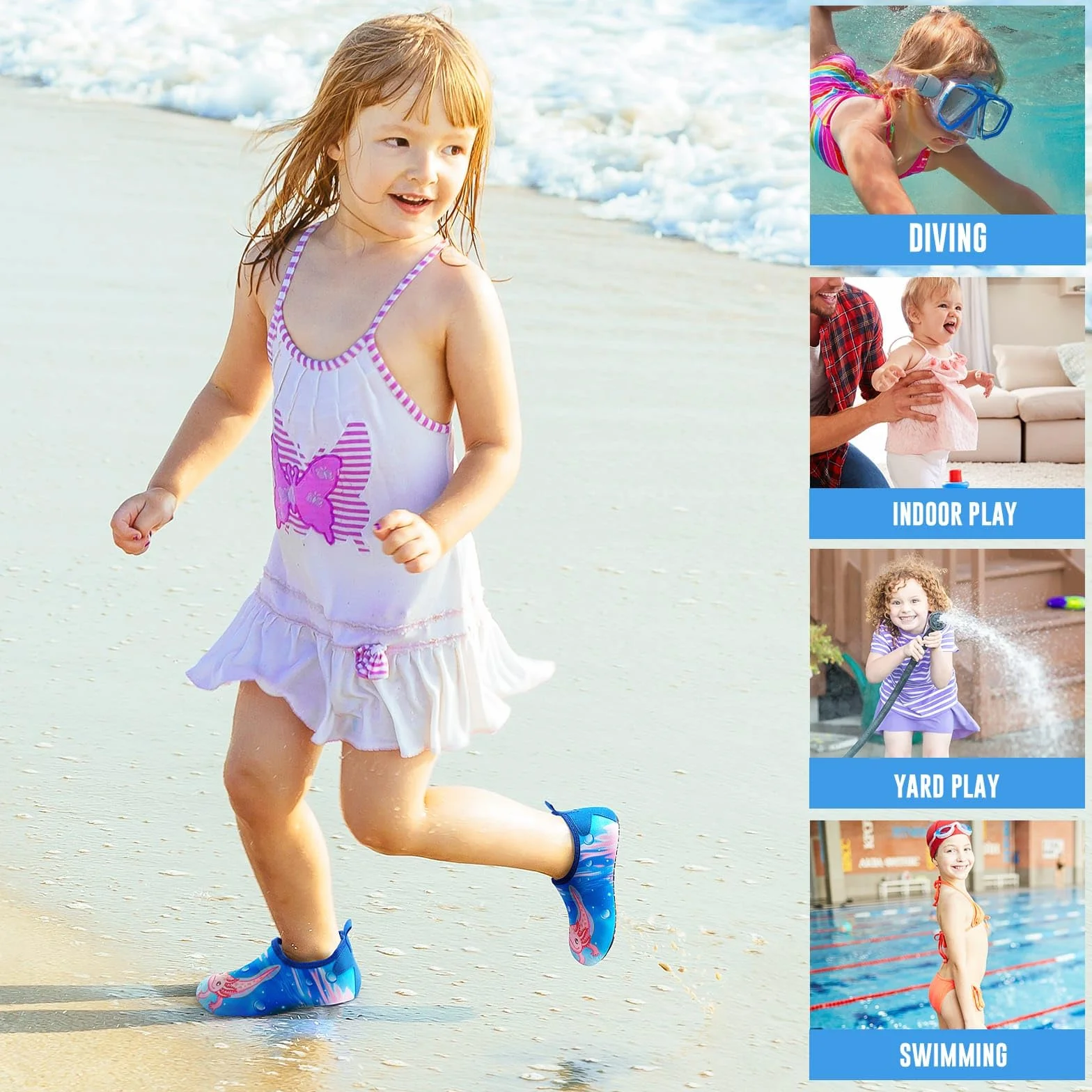Zapatillas de Playa Niño Niña Descalzas Secado Rápido Malla Suave Zapatos de Agua