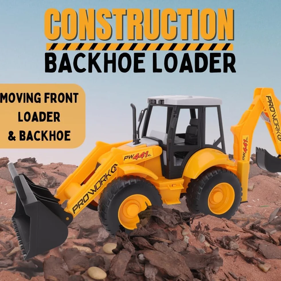Toyland® 72cm (28") Juguete retroexcavadora Grande – Camión Excavadora de construcción con Cargador Frontal móvil y Brazo de Excavadora Trasero – niños Mayores de 3 años