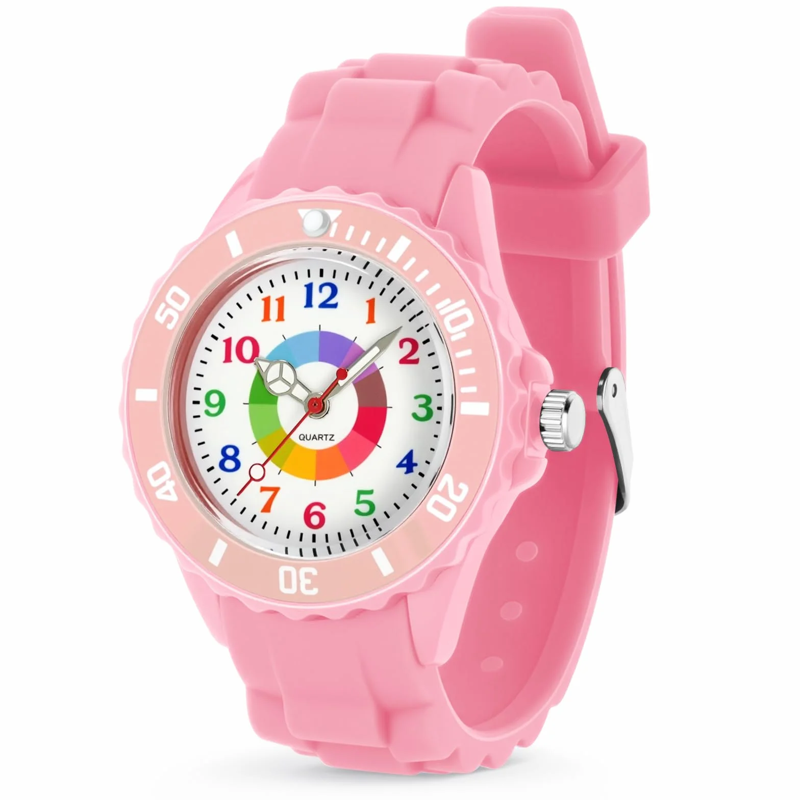 Reloj de Aprendizaje para Niños Impermeable, Analógico con Correa Suave y Esfera Colorida