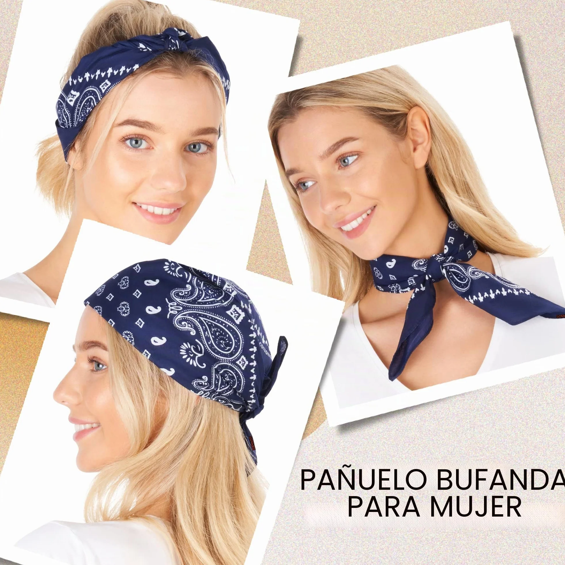 LOVARZI Bandana de algodón premium para hombre y mujer - Pañuelo cabeza y cuello