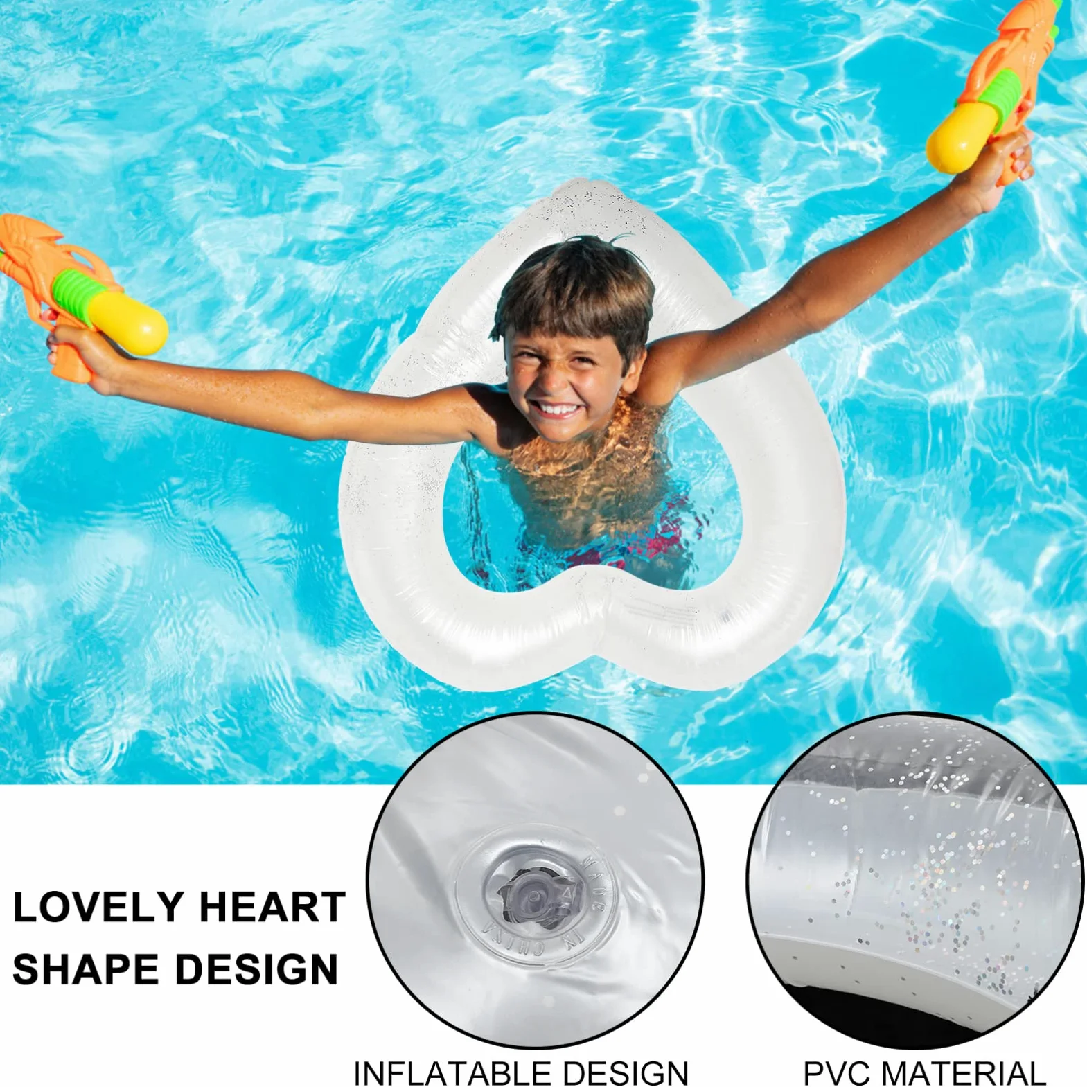 TOYANDONA Anillo de natación en Forma de corazón Anillos de Piscina inflables balsa Flota hinchables Pool Party Juguete de Piscina de Verano Anillo de natación Inflable de polivinilo