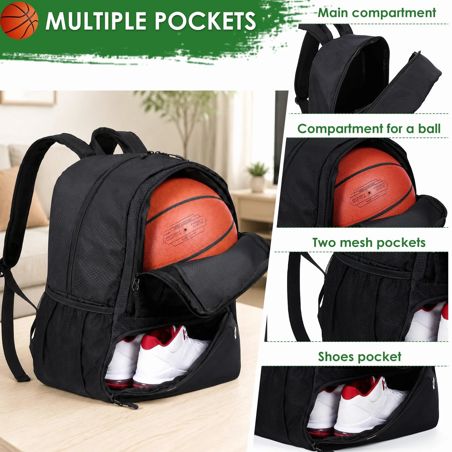 Mochila para fútbol 35 litros impermeable con compartimento inferior