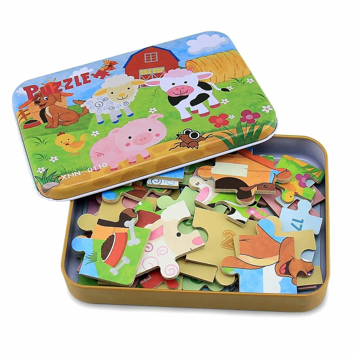 BBLIKE - Puzzle para niños, 4 niveles de dificultad, 9-20 piezas, Juguete educativo para niños y niñas de 3 años + (animales de granja)
