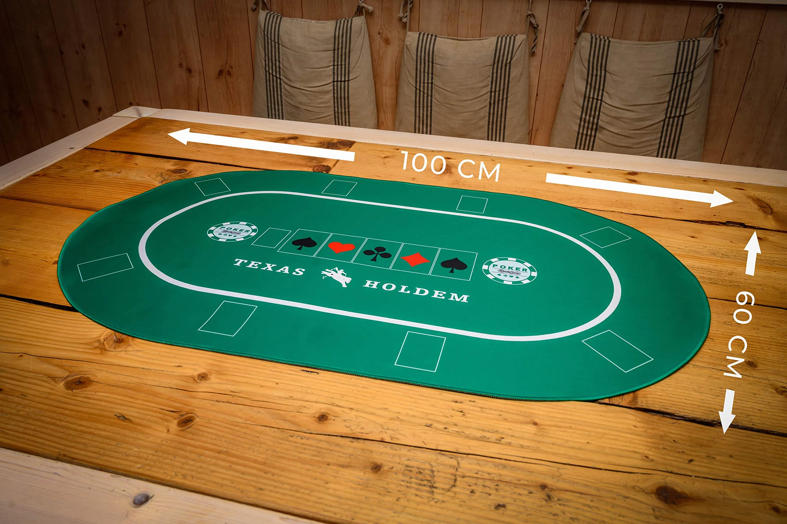 XXL - Alfombrilla profesional de póquer de 100 x 60 cm + bolsa de transporte – Base para mesa de póquer / cubierta para mesa de póquer / alfombra de póquer / tela de póquer