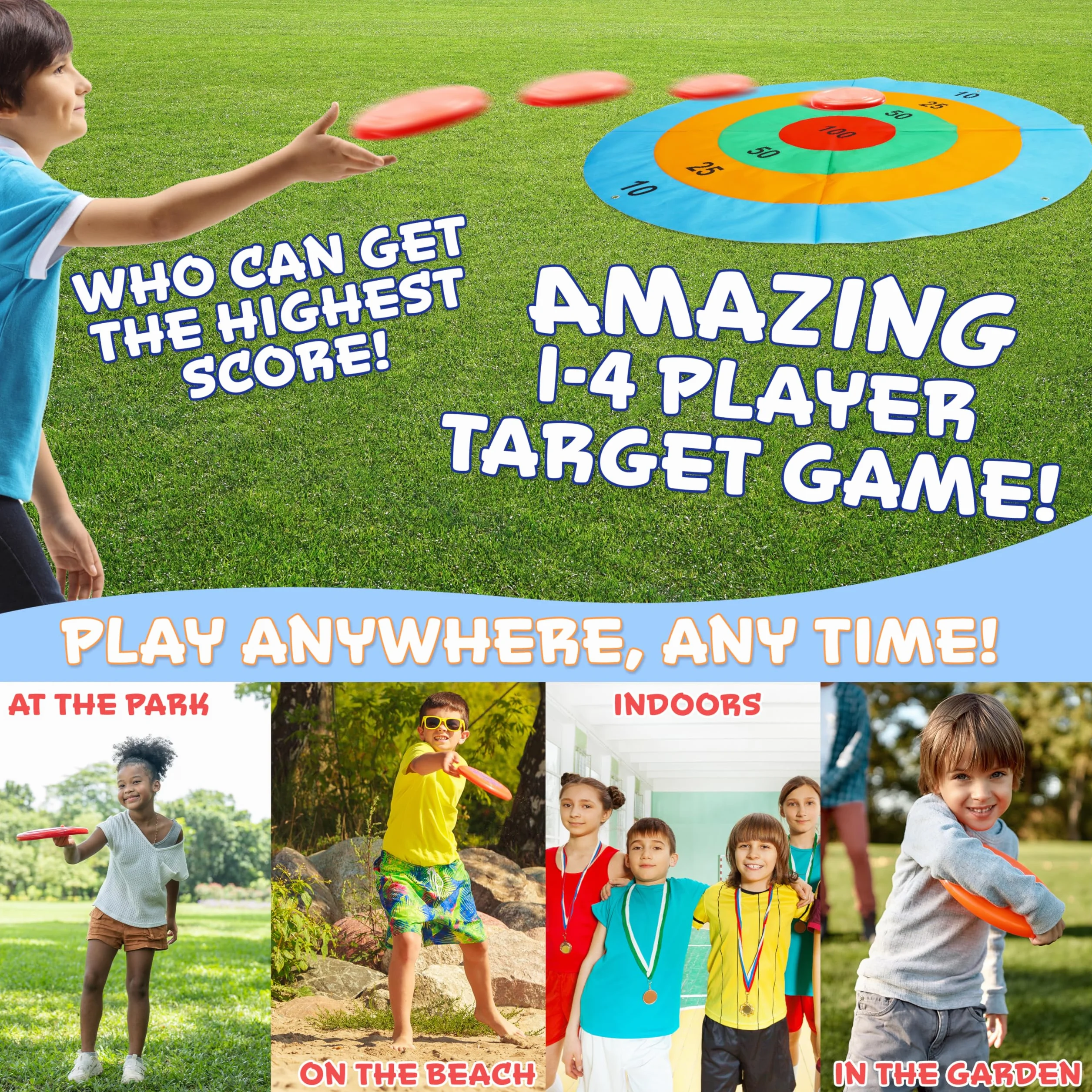 KreativeKraft Juegos Infantiles Juegos Exterior Niños Familia Adultos para Fiesta Cumpleaños Jardin Aire Libre Sacos para Carreras Ring Toss Game (Disc Toss)
