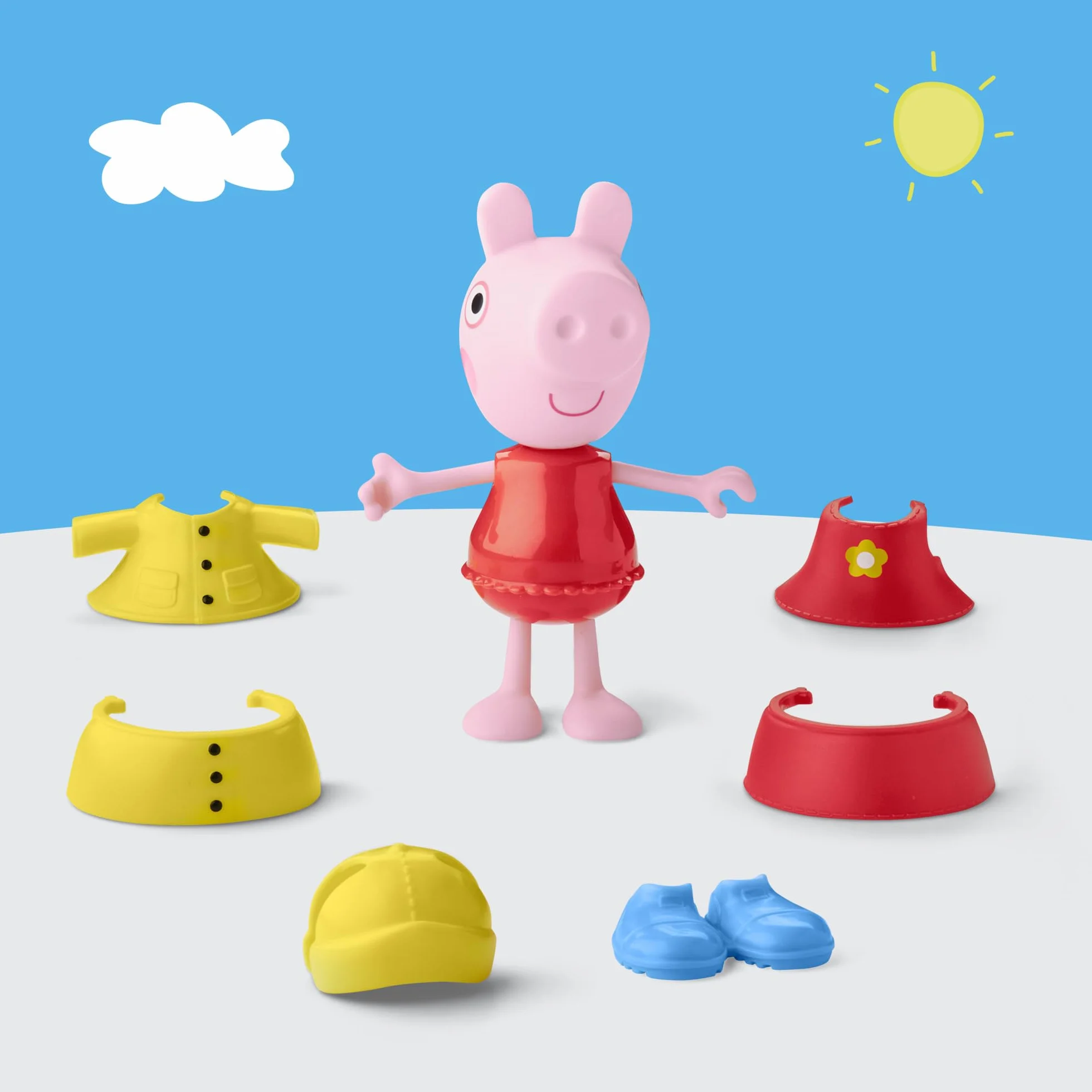 Hasbro Peppa Pig, Estilos Divertidos en Días de Lluvia, Muñecas para Niñas y Niños de 3 Años, Juguete con Accesorios, Traje de Color Amarillo, Inventar Historias, Reyes Magos