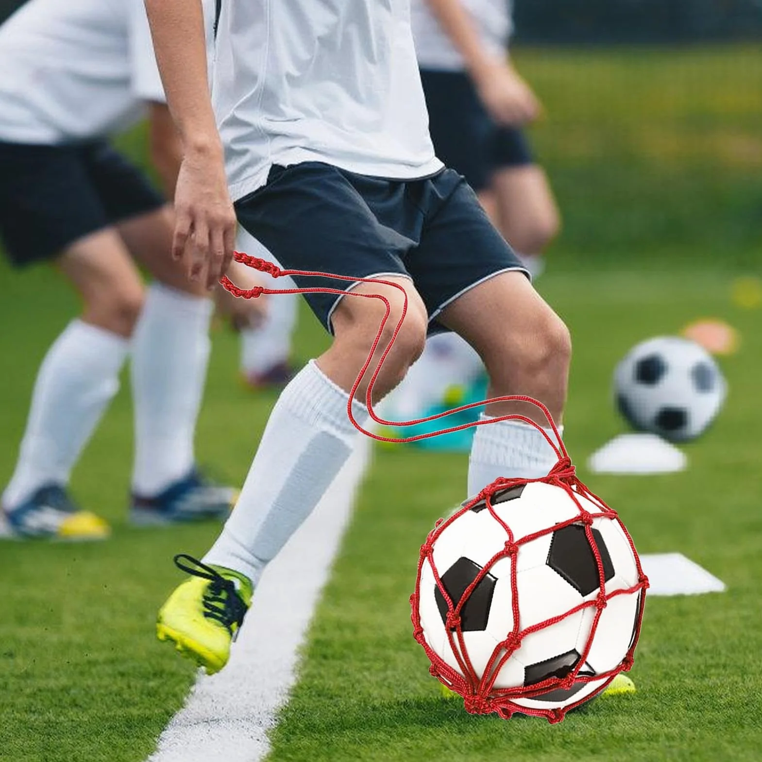 Malla para balones de fútbol con cordón, almacenamiento de voleibol, portador de una sola pelota