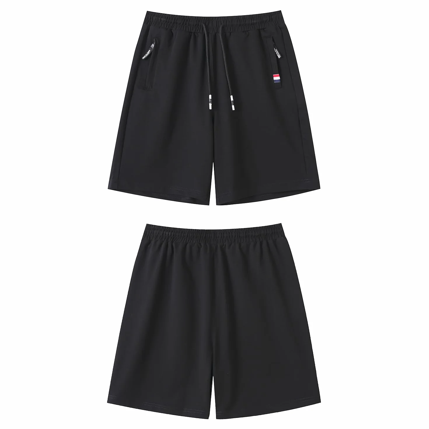 Pantalón Corto Hombre Algodón Deportivo para Correr Yoga Bermuda Elásticos Transpirable Bolsillos Cremallera