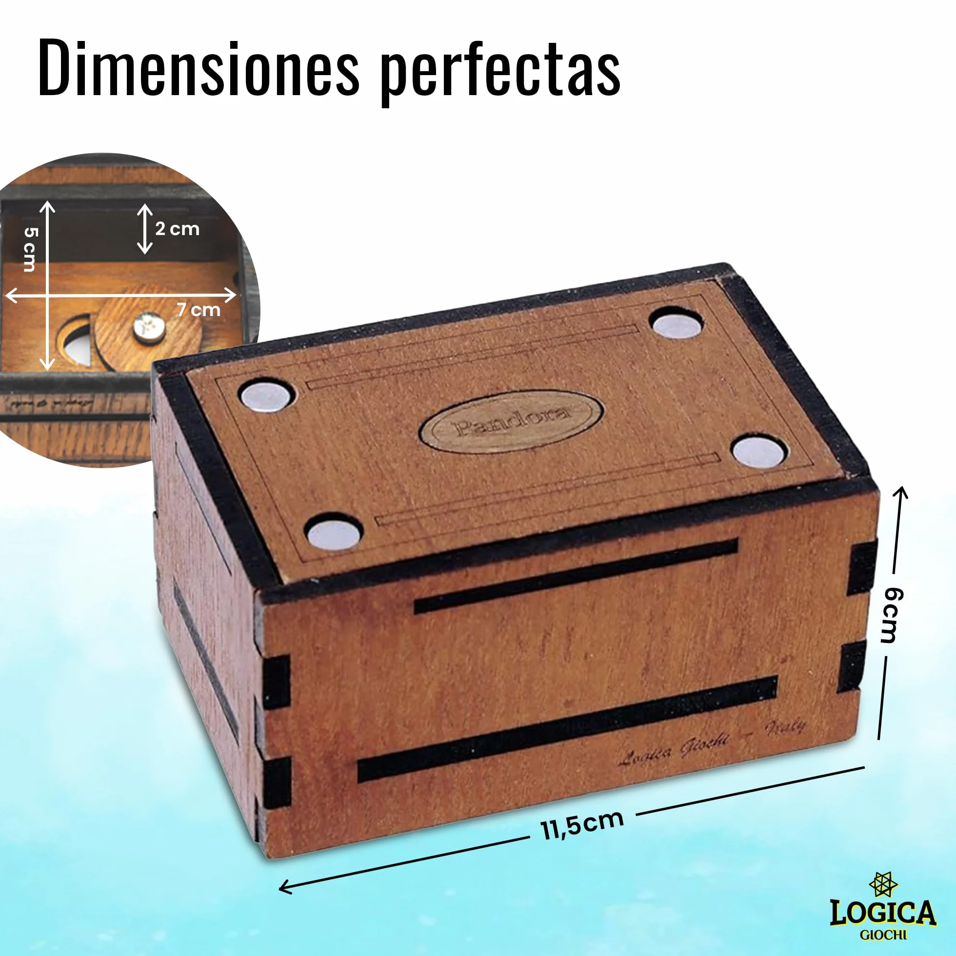 Logica Juegos Art. Pandora Box - El Cofre Secreto - Rompecabezas de Madera - Caja Secreta - Dificultad 5/6 Increíble - Colección Leonardo da Vinci