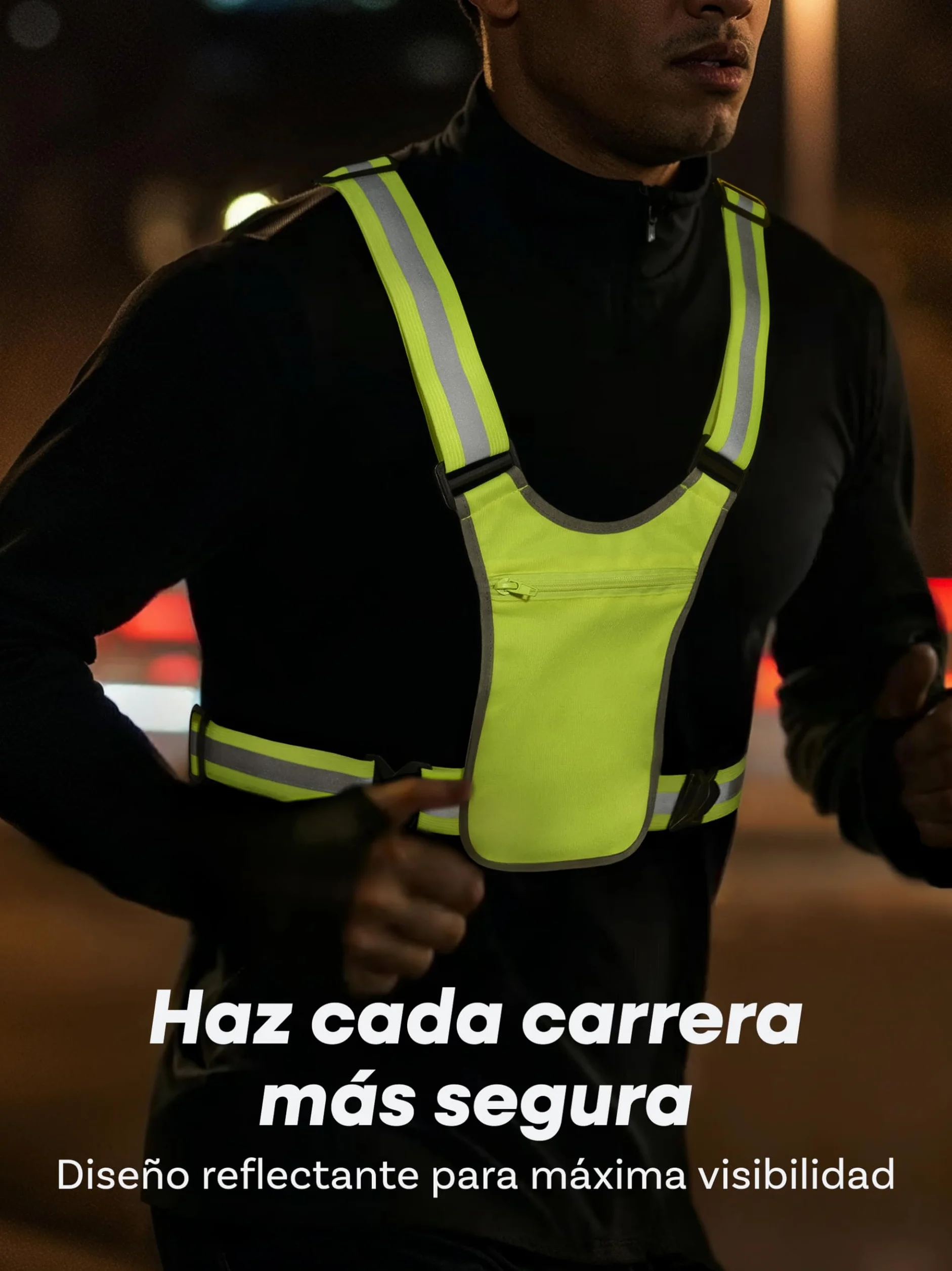 Chaleco Reflectante Bicicleta Visibilidad 360° Bolsillo Frontal Correas Ajustables Hombres Mujeres