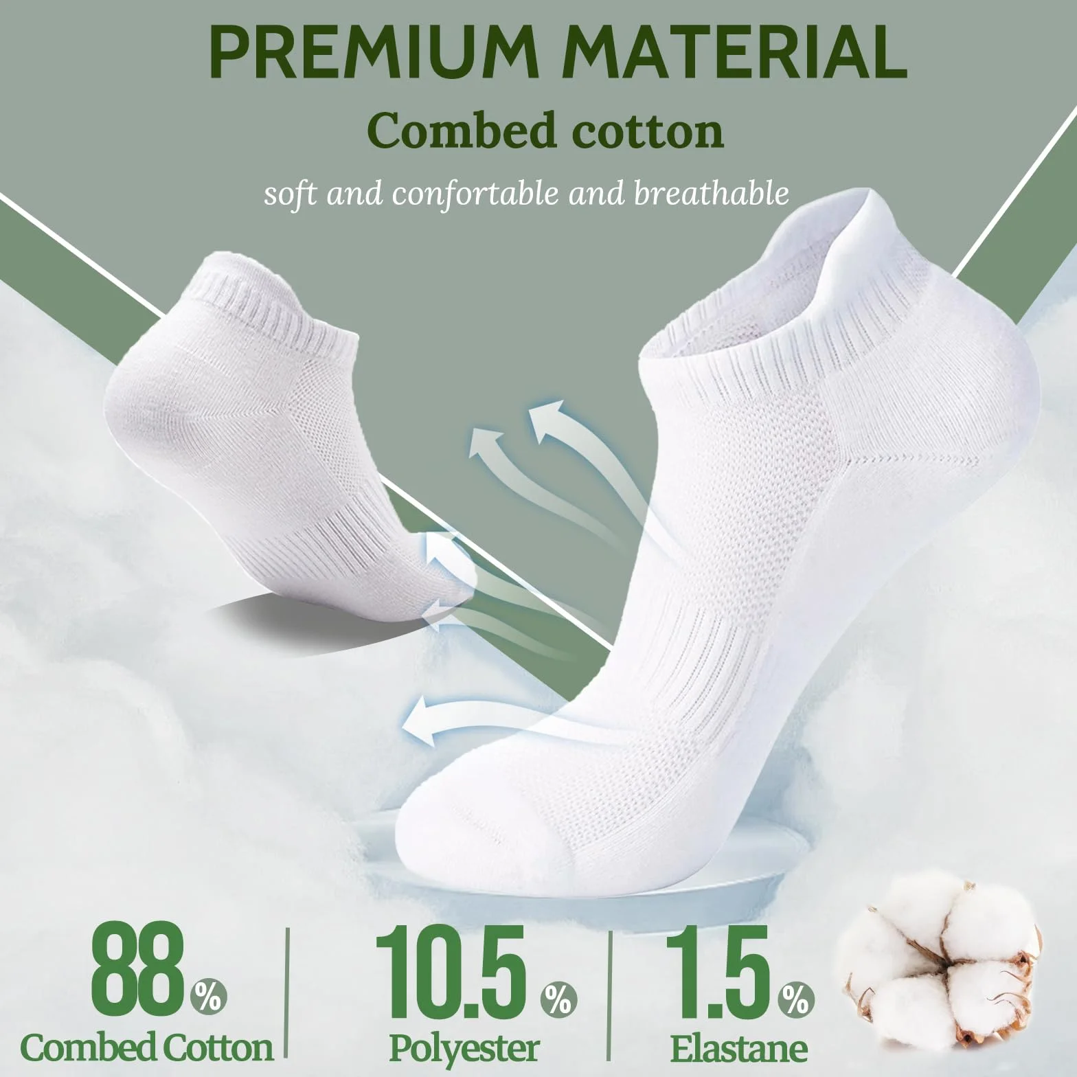 Calcetines Tobilleros Hombre Algodón Transpirable Verano Running