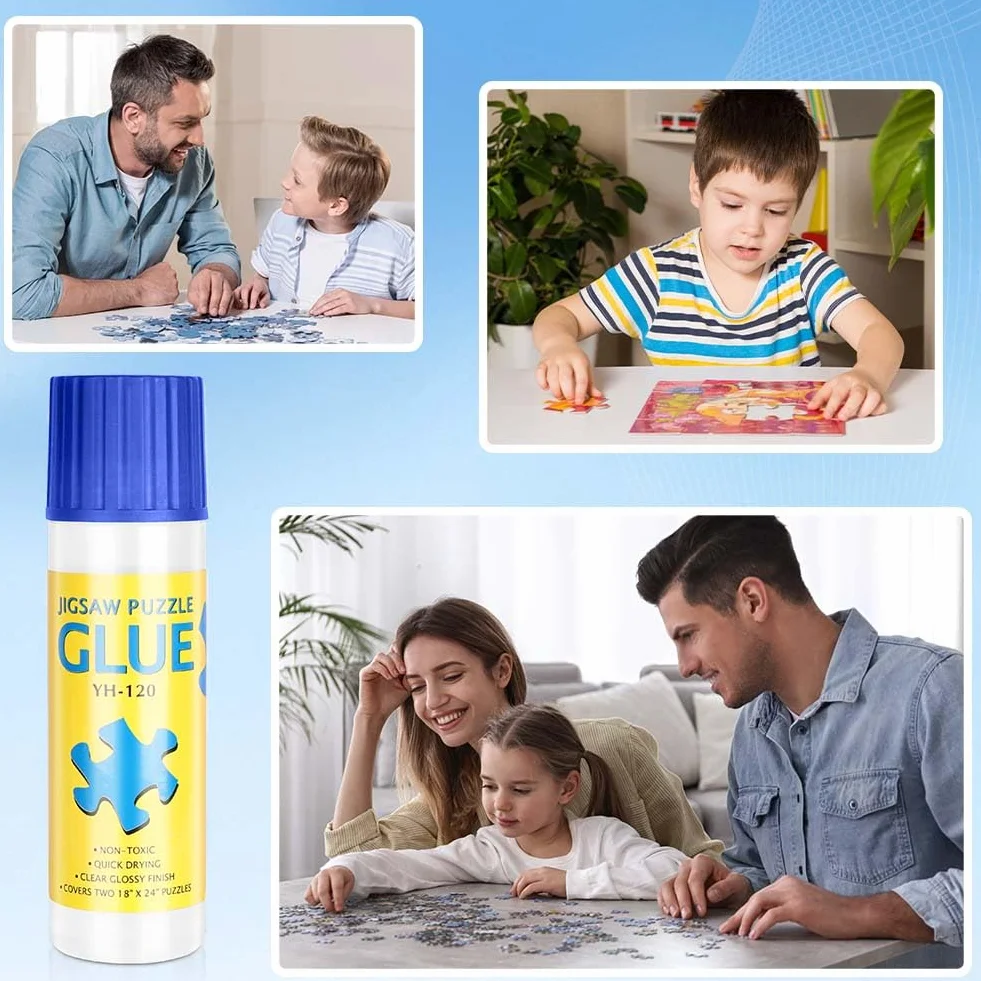 AUAUY 2x120ml Pegamento para Puzzle, Transparente Cola para Puzzle, No TóXico PVA de Secado RáPido Pegamento para Puzzles, Pegar Puzzle Sellador Conservante de Rompecabezas para 3000-6000PCS Puzzle