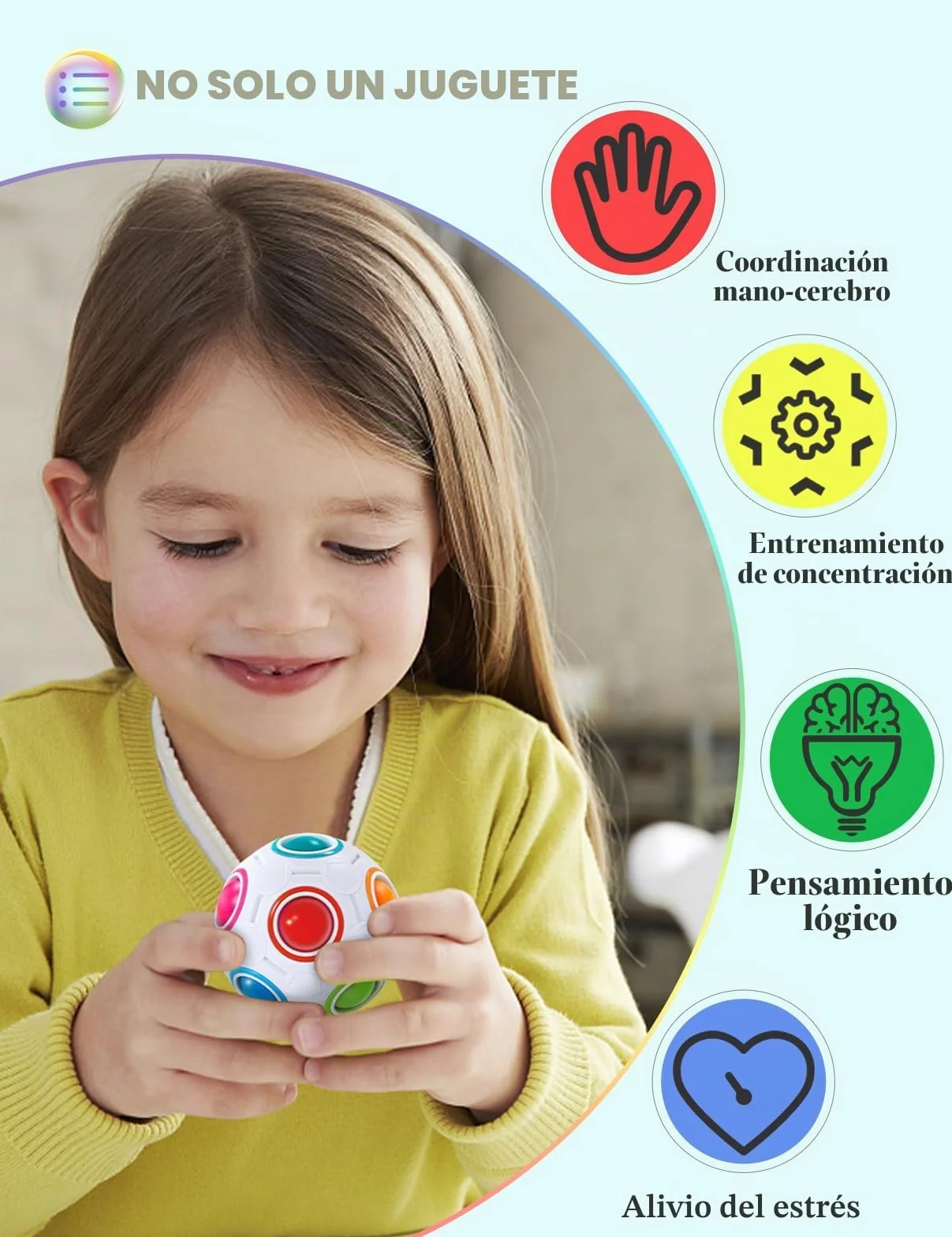ROXENDA Rainbow Ball Magic Ball, Puzzle Brain Teaser y Bola de Estrés para Niños y Adultos