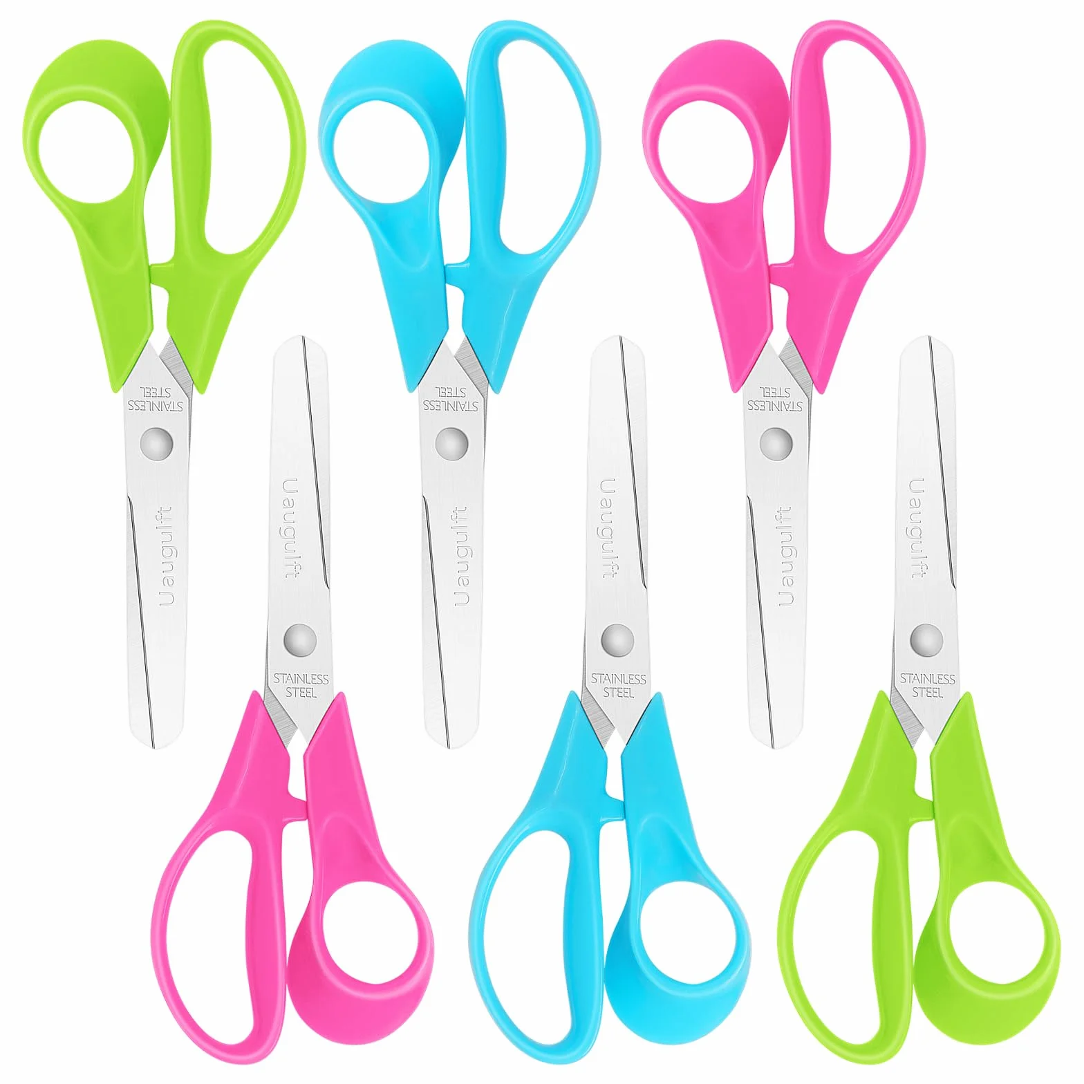 Tijeras para niños, tijeras de seguridad para niños con cuchillas de punta roma de acero inoxidable y mango ergonómico, ideales para la escuela y aulas, 6 pulgadas, paquete de