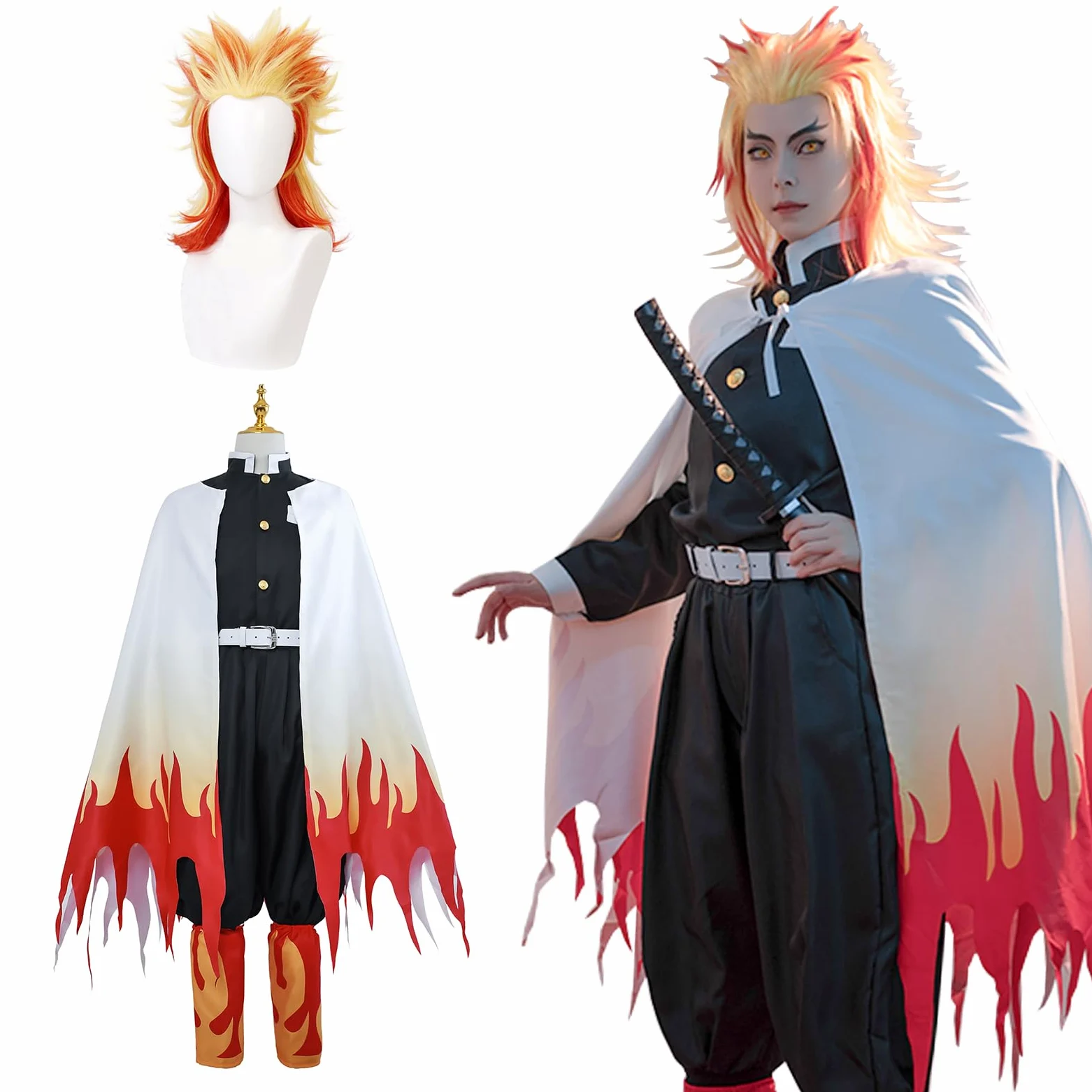 Fiamll Zenitsu - Disfraz de Tomioka Giyuu para cosplay, disfraz de matademonios, anime, Halloween, cosplay, kimono para niños y adultos