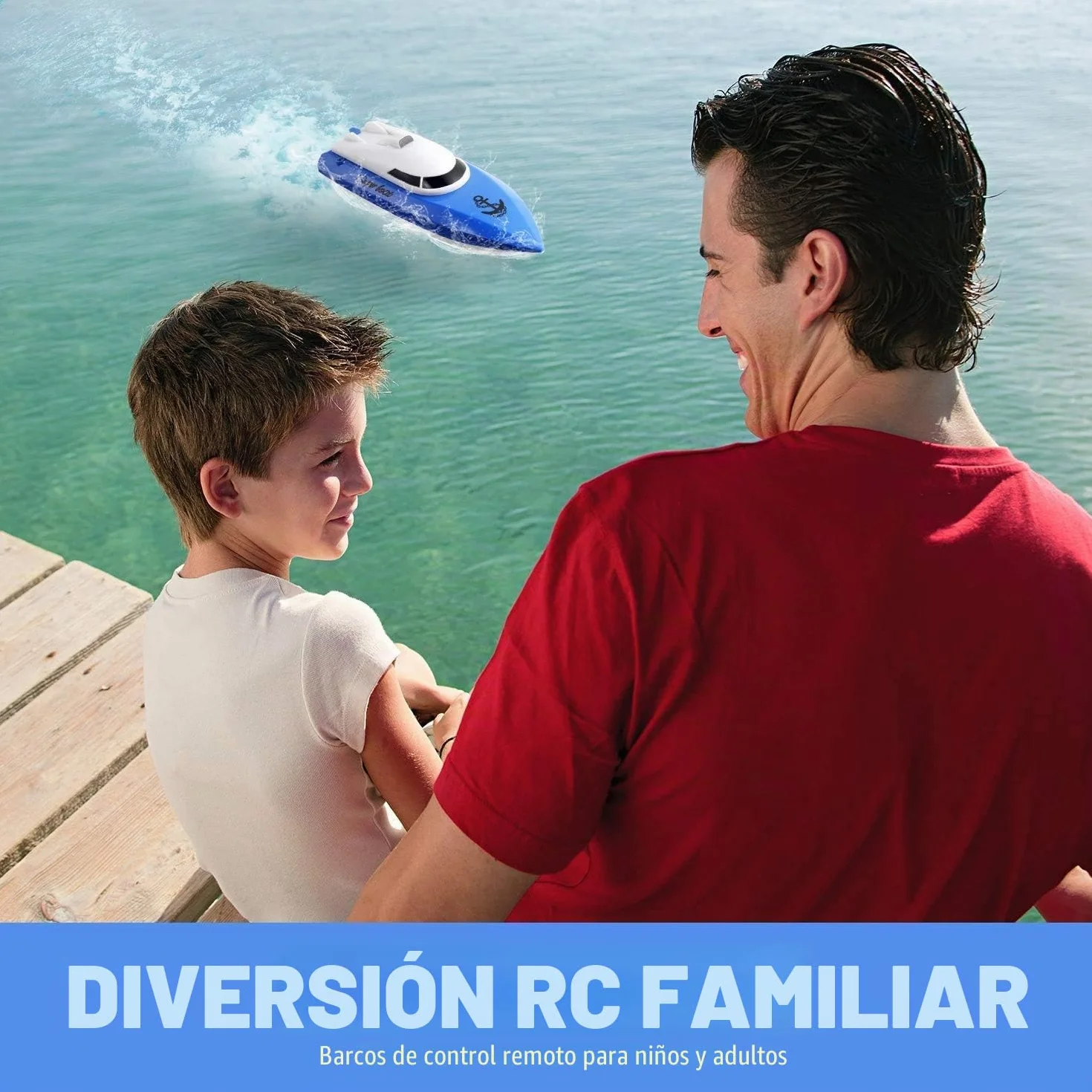Barco Teledirigido para Niños,Más de 100 Minutos de Tiempo de Juego, 2,4 GHz de Alta Velocidad para Lago,Piscina o Estanque con Batería de 1800 mAh,Juguete Acuático de Regalo para Niños y Niñas(Azul)