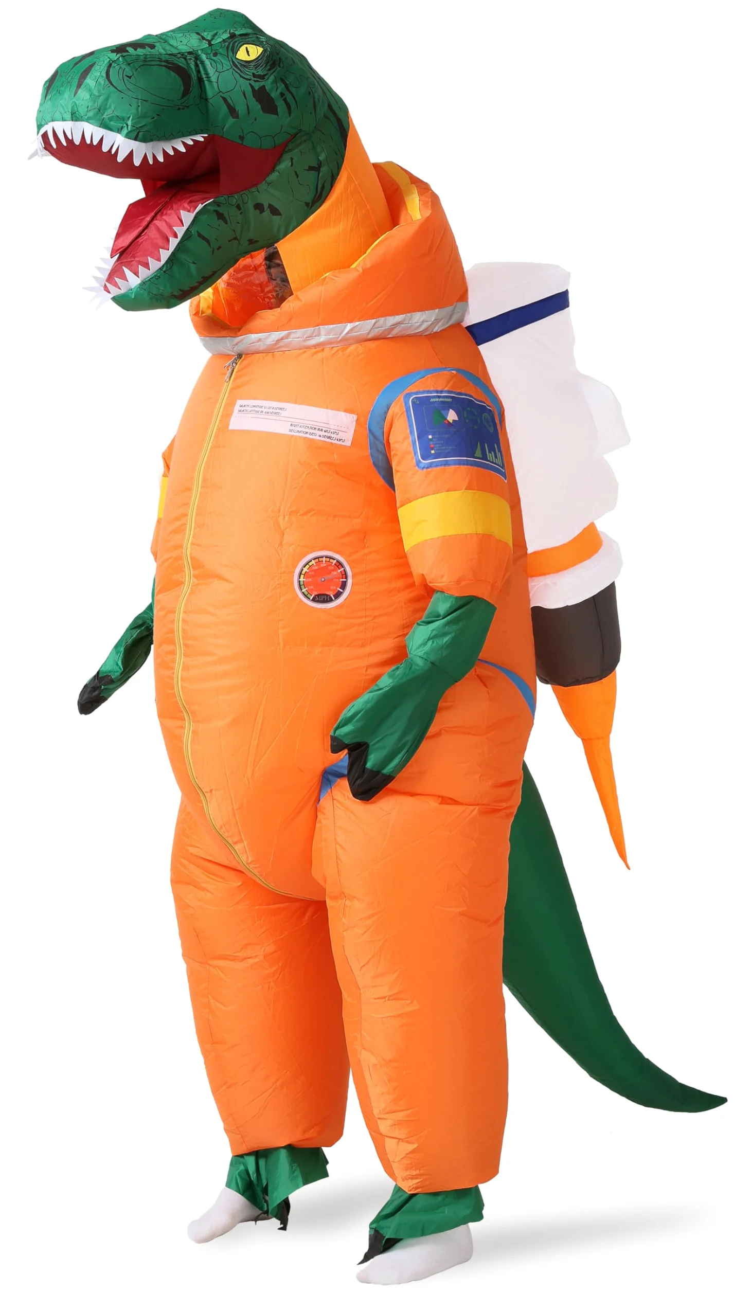 GOPRIME Disfraz inflable de astronauta de dinosaurio, traje espacial T Rex, talla para adulto