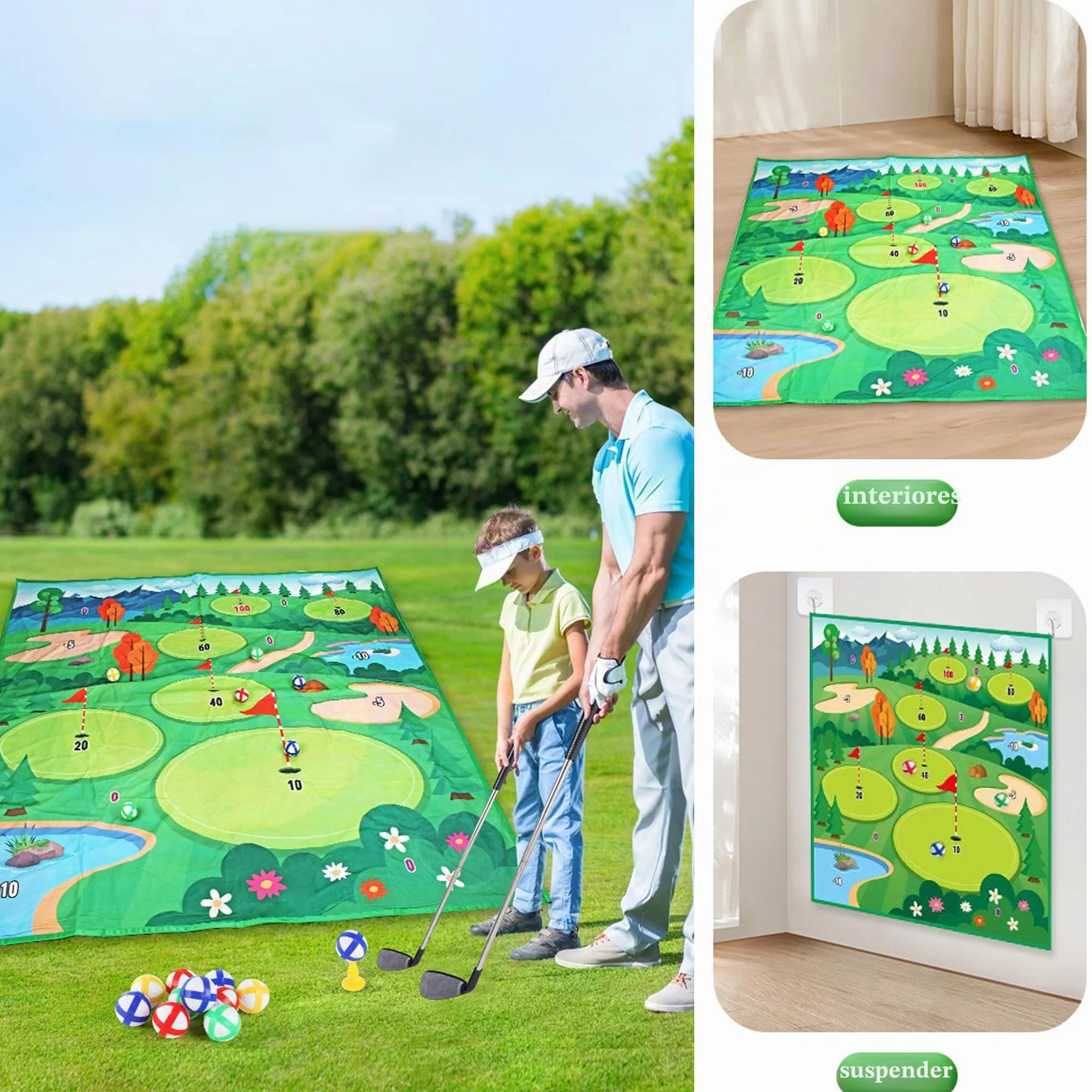 Juego De Juegos De golf, Almohadilla De Juego De Doble Cara, Almohadilla De Golf Con 20 Bolas Juegos De golfs En Interiores Para Adultos y Niños En Casa, Entusiastas Del Golfs